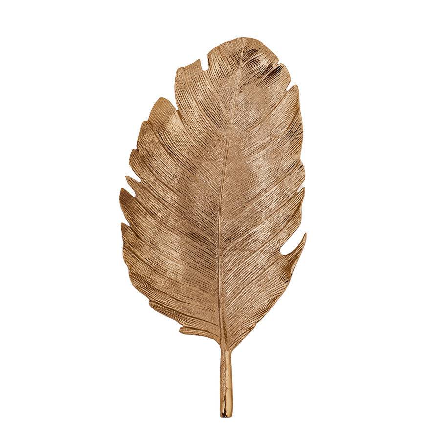 Karaca Leaf Gold Decorative Plate 40X19Cm 153.21.01.0110 - Plates - ebarza Furniture UAE | Shop Modern Furniture in Abu Dhabi & Dubai - مفروشات ايبازرا في الامارات | تسوق اثاث عصري وديكورات مميزة في دبي وابوظبي