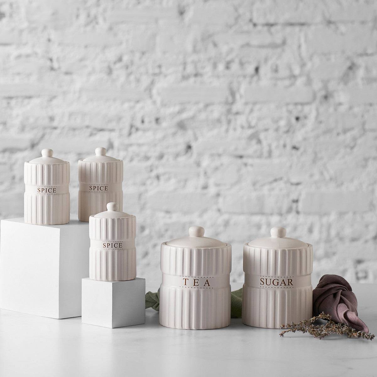 Karaca Line White 5 Piece Spice Set 153.03.06.1537 - Spice Sets - ebarza Furniture UAE | Shop Modern Furniture in Abu Dhabi & Dubai - مفروشات ايبازرا في الامارات | تسوق اثاث عصري وديكورات مميزة في دبي وابوظبي