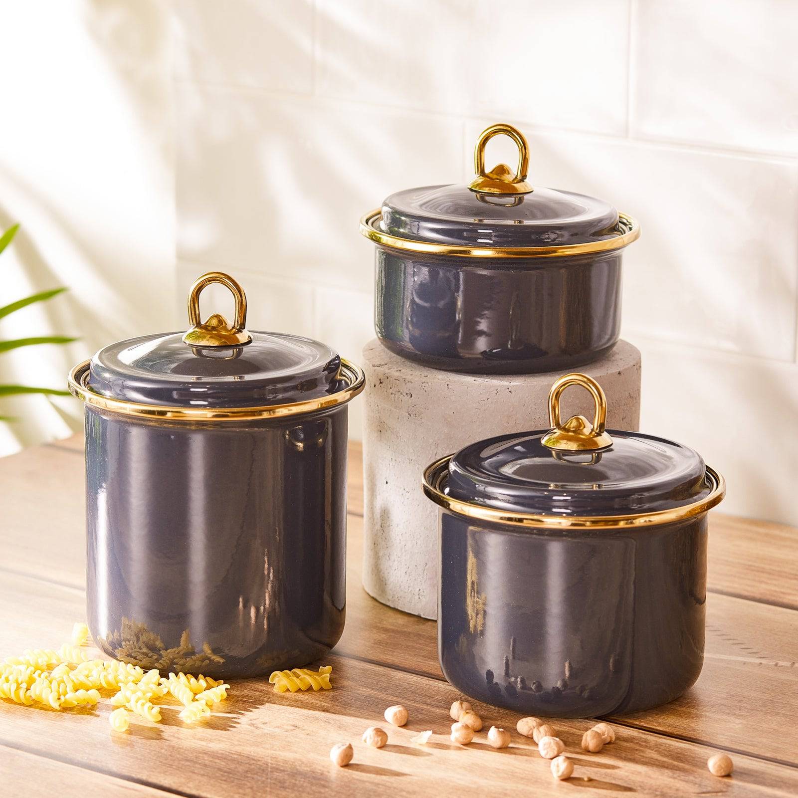 Karaca Retro Anthracite Storage Container Set Of 3 153.03.06.5035 - Spice Sets - ebarza Furniture UAE | Shop Modern Furniture in Abu Dhabi & Dubai - مفروشات ايبازرا في الامارات | تسوق اثاث عصري وديكورات مميزة في دبي وابوظبي