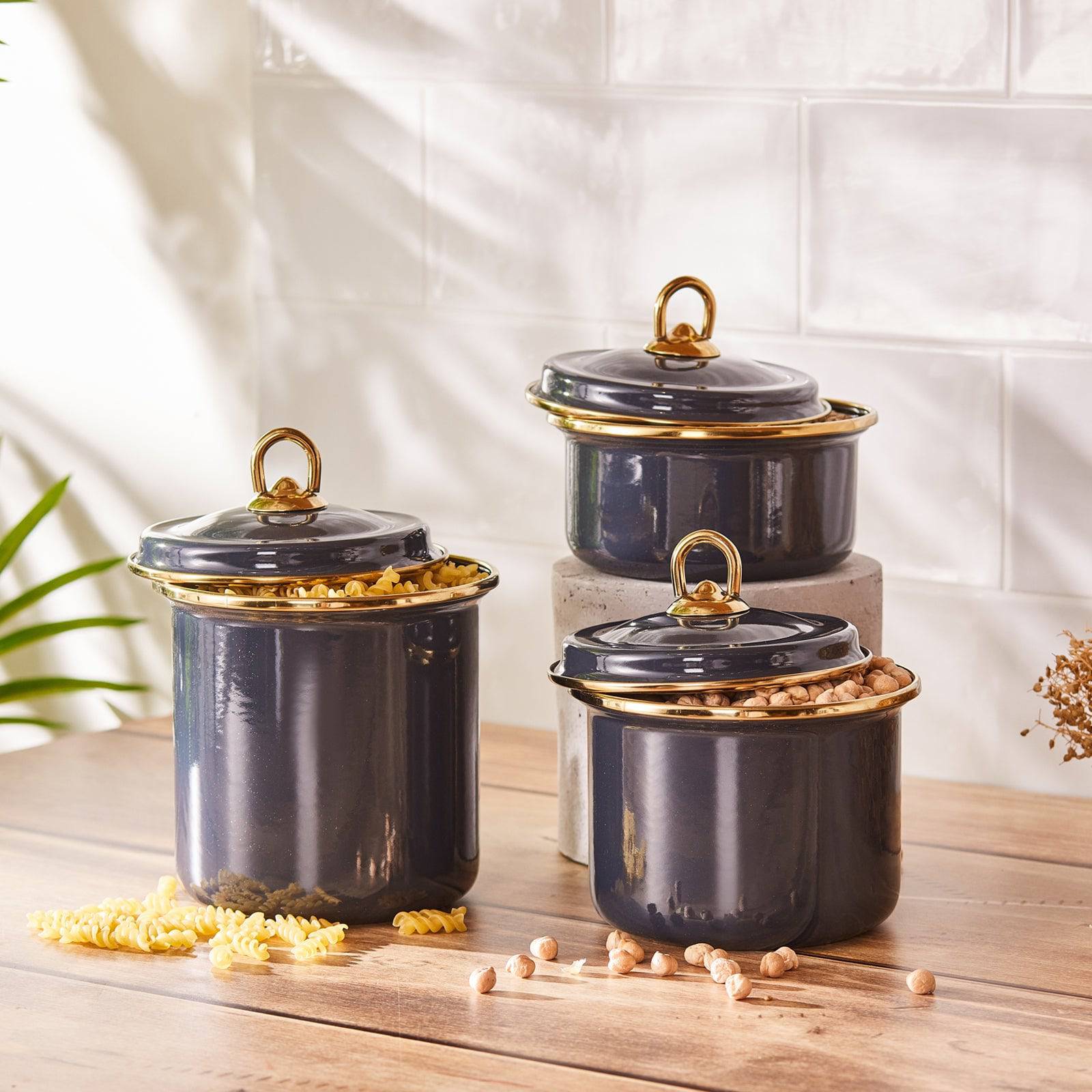 Karaca Retro Anthracite Storage Container Set Of 3 153.03.06.5035 - Spice Sets - ebarza Furniture UAE | Shop Modern Furniture in Abu Dhabi & Dubai - مفروشات ايبازرا في الامارات | تسوق اثاث عصري وديكورات مميزة في دبي وابوظبي