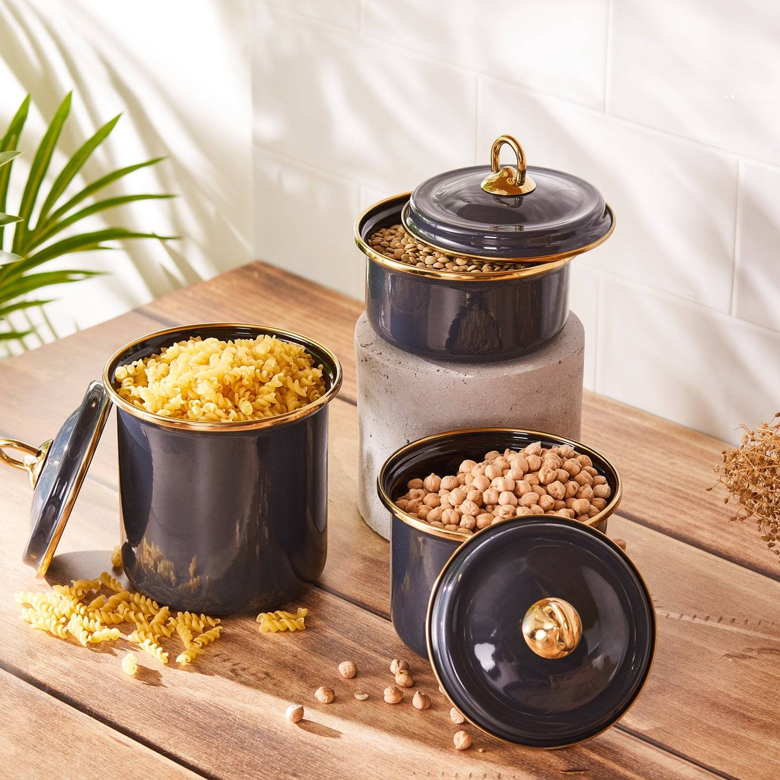 Karaca Retro Anthracite Storage Container Set Of 3 153.03.06.5035 - Spice Sets - ebarza Furniture UAE | Shop Modern Furniture in Abu Dhabi & Dubai - مفروشات ايبازرا في الامارات | تسوق اثاث عصري وديكورات مميزة في دبي وابوظبي