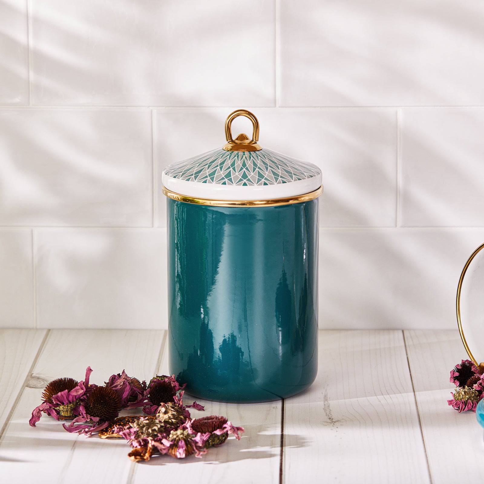 Karaca Retro Green Storage Container Medium 153.03.06.5032 - Spice Sets - ebarza Furniture UAE | Shop Modern Furniture in Abu Dhabi & Dubai - مفروشات ايبازرا في الامارات | تسوق اثاث عصري وديكورات مميزة في دبي وابوظبي