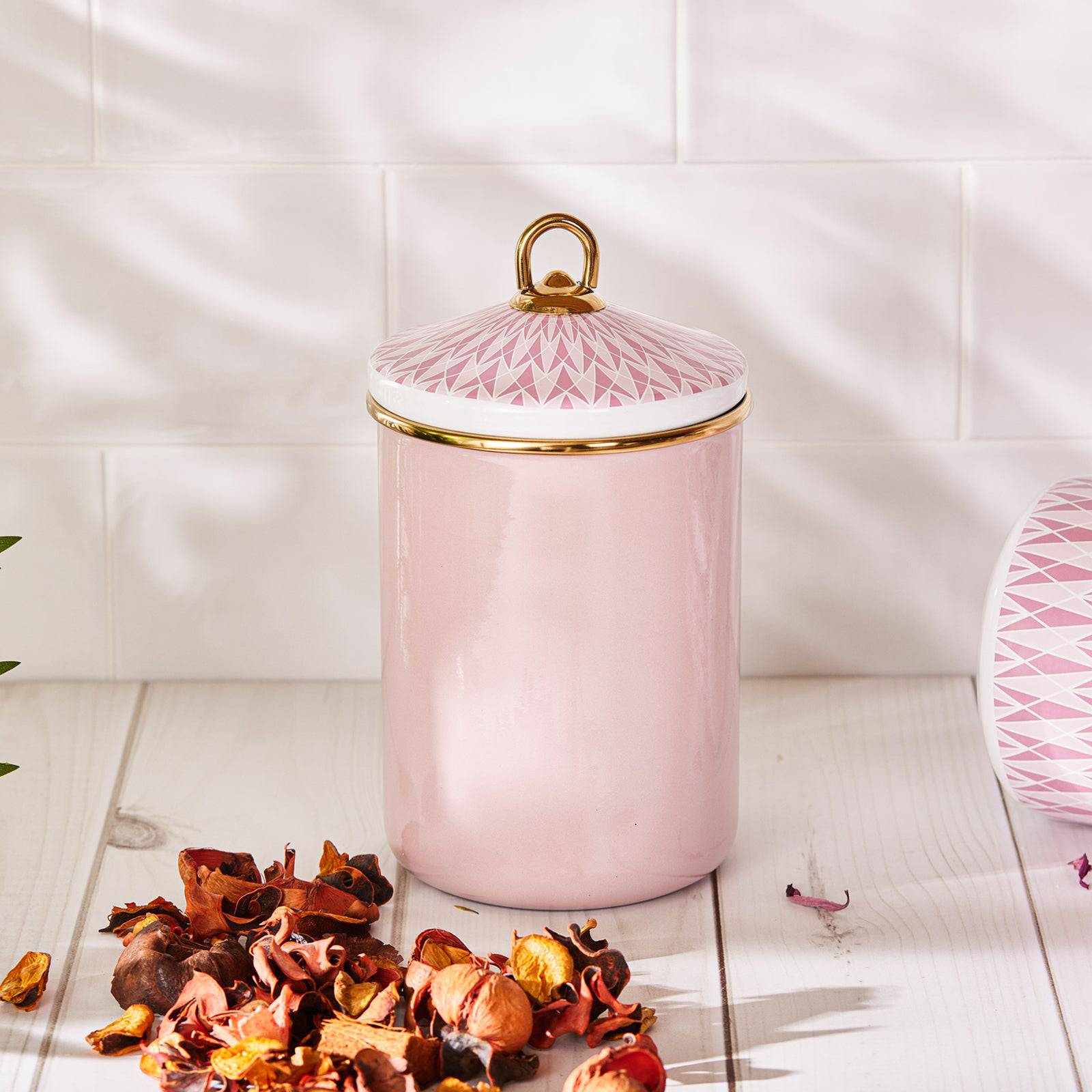 Karaca Retro Pink Storage Container Medium 153.03.06.5028 - Spice Sets - ebarza Furniture UAE | Shop Modern Furniture in Abu Dhabi & Dubai - مفروشات ايبازرا في الامارات | تسوق اثاث عصري وديكورات مميزة في دبي وابوظبي