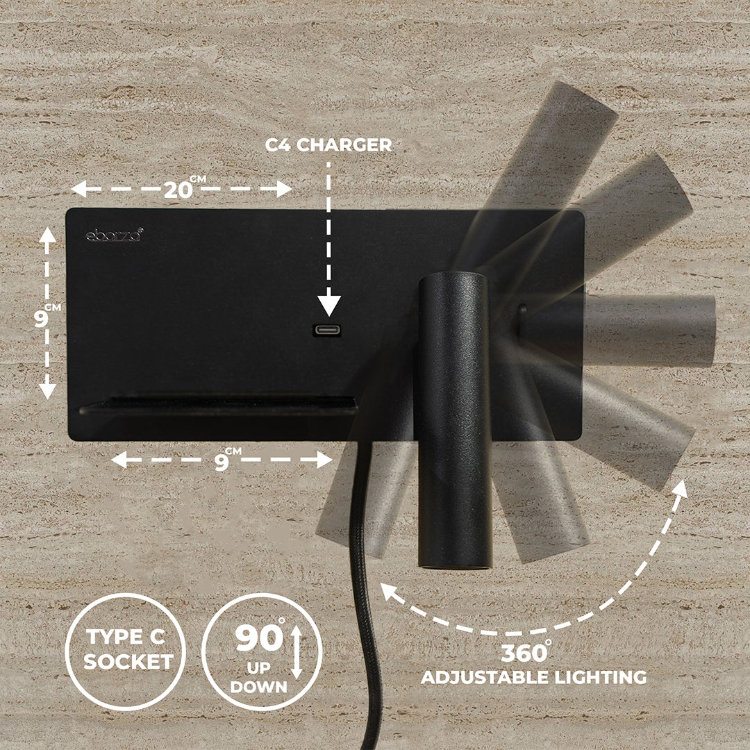 Kross Hotel Style Headboard/ Wall Reading Lamp Kross-WL(UB)-02 -BL - Wall Lamps - ebarza Furniture UAE | Shop Modern Furniture in Abu Dhabi & Dubai - مفروشات ايبازرا في الامارات | تسوق اثاث عصري وديكورات مميزة في دبي وابوظبي