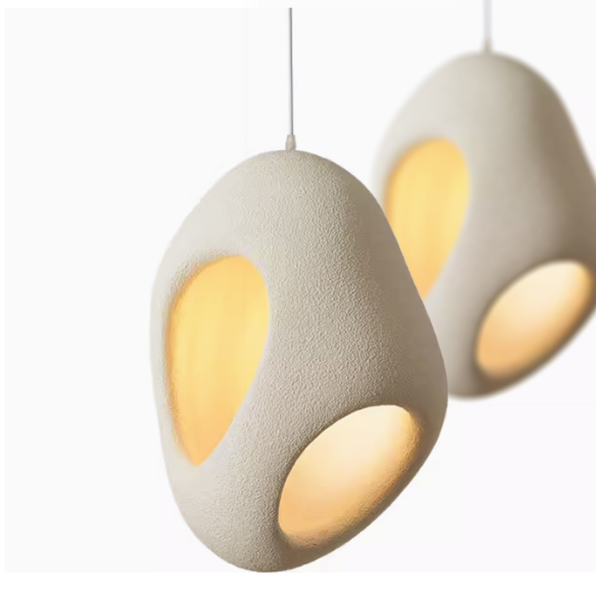 Wabi Sabi Resin Pendant Light HTD-IP1386012 D40*H60cm Beige - Pendant Lamps - ebarza Furniture UAE | Shop Modern Furniture in Abu Dhabi & Dubai - مفروشات ايبازرا في الامارات | تسوق اثاث عصري وديكورات مميزة في دبي وابوظبي
