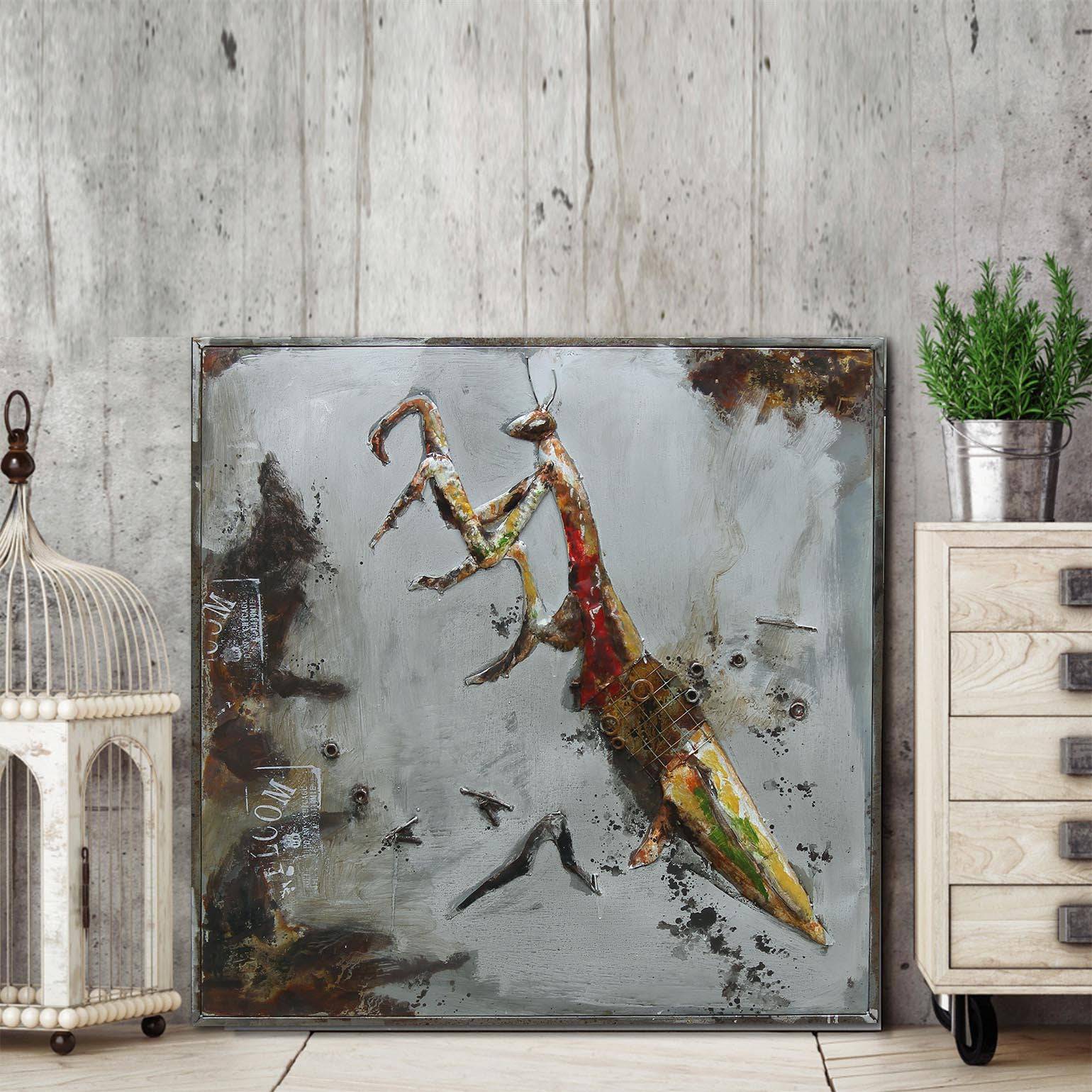 Mantis Handcrafted Metal Art Painting 100X100 Cm Soap030 - Paintings - ebarza Furniture UAE | Shop Modern Furniture in Abu Dhabi & Dubai - مفروشات ايبازرا في الامارات | تسوق اثاث عصري وديكورات مميزة في دبي وابوظبي