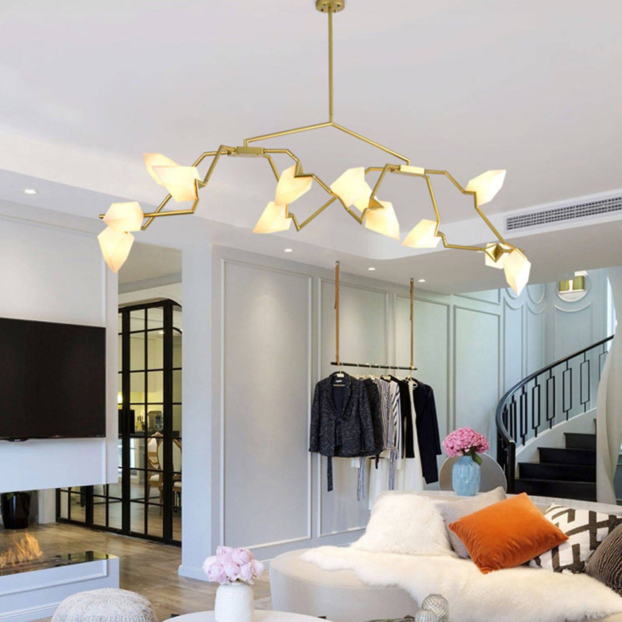 Masko 12 Heads Chandelier Cy-New-093-G - Pendant Lamps - ebarza Furniture UAE | Shop Modern Furniture in Abu Dhabi & Dubai - مفروشات ايبازرا في الامارات | تسوق اثاث عصري وديكورات مميزة في دبي وابوظبي