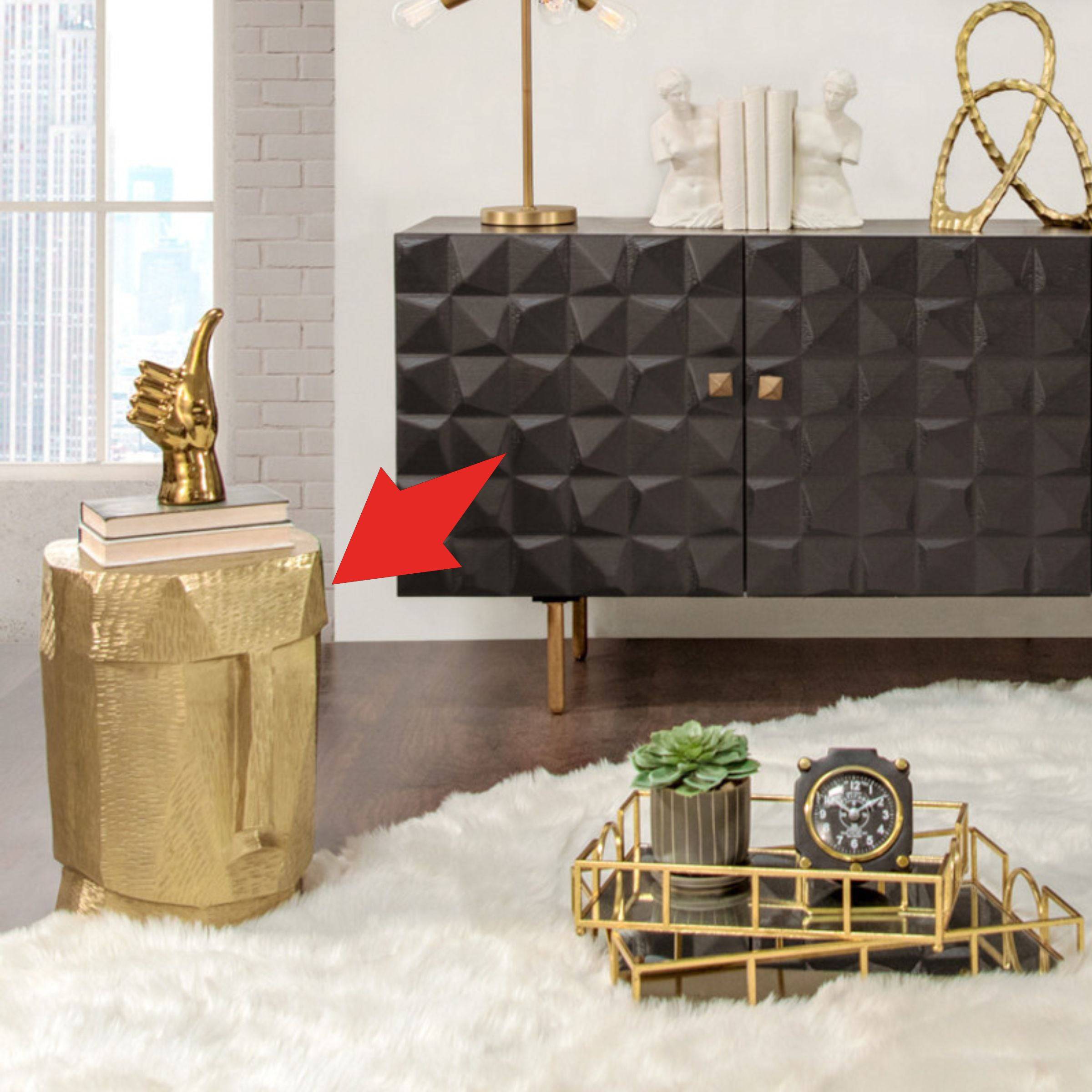 Metal Face Stool, Gold 15556-02 - Poufs - ebarza Furniture UAE | Shop Modern Furniture in Abu Dhabi & Dubai - مفروشات ايبازرا في الامارات | تسوق اثاث عصري وديكورات مميزة في دبي وابوظبي