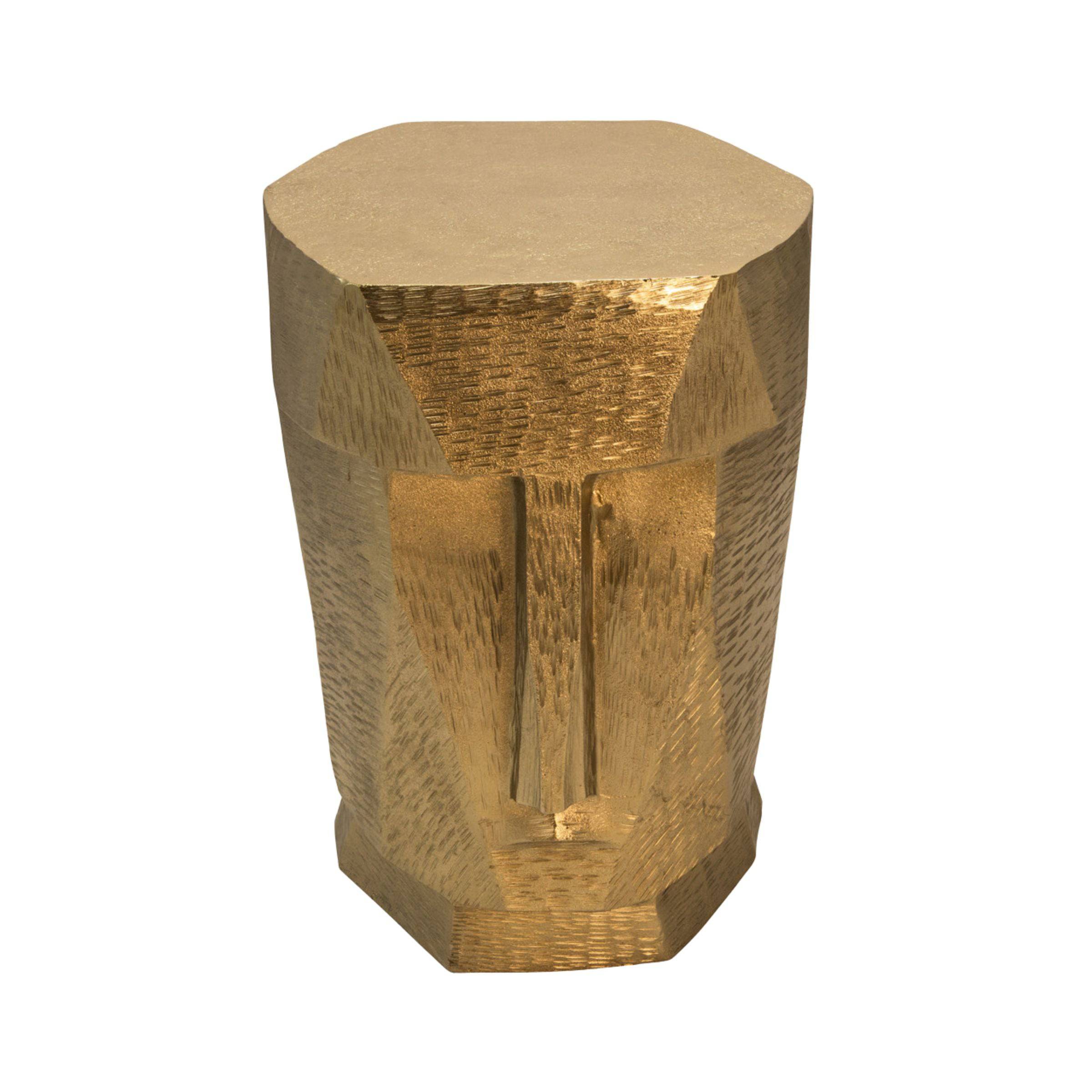 Metal Face Stool, Gold 15556-02 - Poufs - ebarza Furniture UAE | Shop Modern Furniture in Abu Dhabi & Dubai - مفروشات ايبازرا في الامارات | تسوق اثاث عصري وديكورات مميزة في دبي وابوظبي