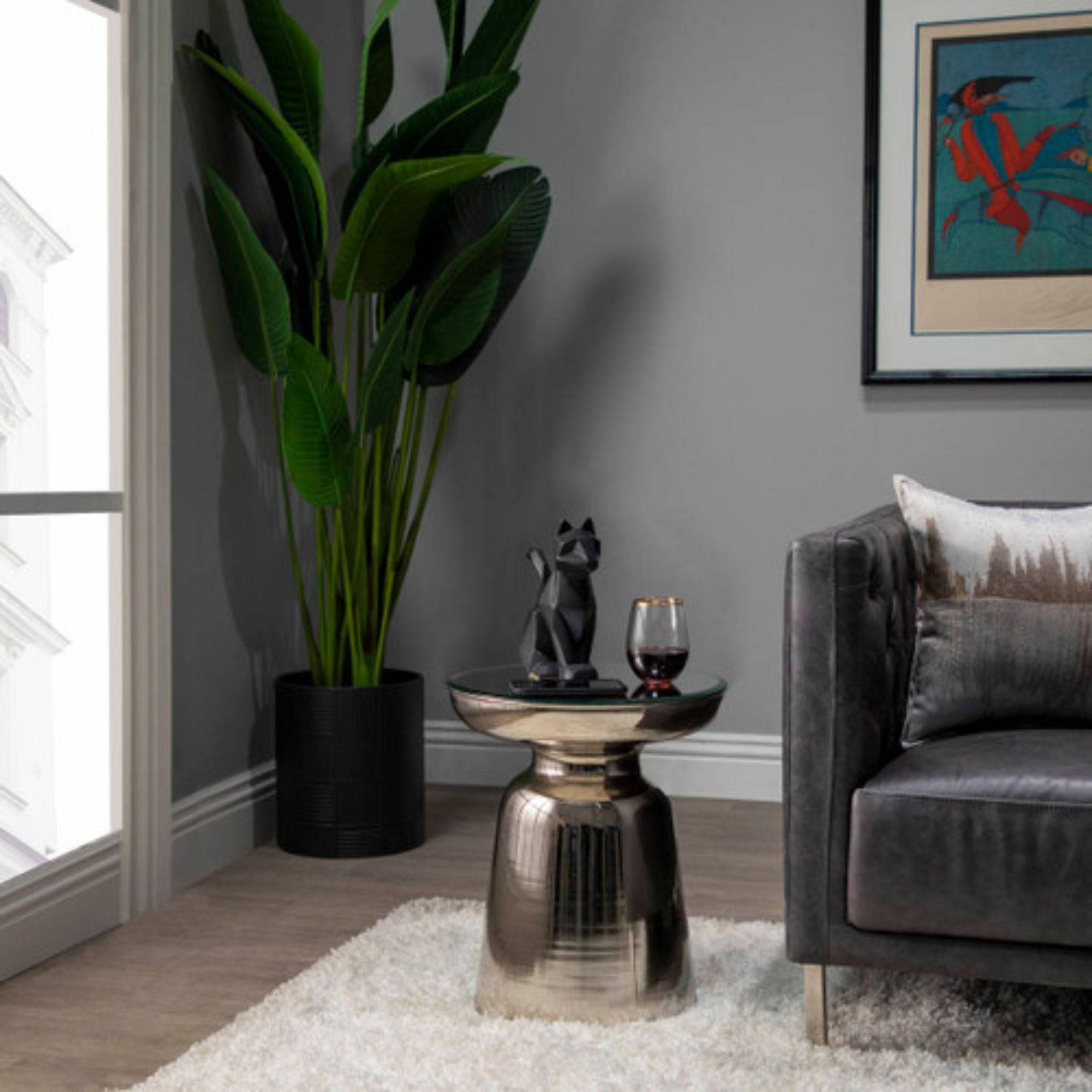 Metal Side Table With Mirror Top 15472-02 - Side Tables - ebarza Furniture UAE | Shop Modern Furniture in Abu Dhabi & Dubai - مفروشات ايبازرا في الامارات | تسوق اثاث عصري وديكورات مميزة في دبي وابوظبي