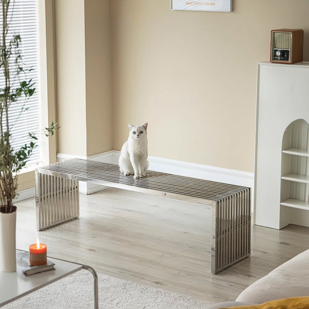 Mid Century Stainless Bench Psh-48-C - Benches - ebarza Furniture UAE | Shop Modern Furniture in Abu Dhabi & Dubai - مفروشات ايبازرا في الامارات | تسوق اثاث عصري وديكورات مميزة في دبي وابوظبي