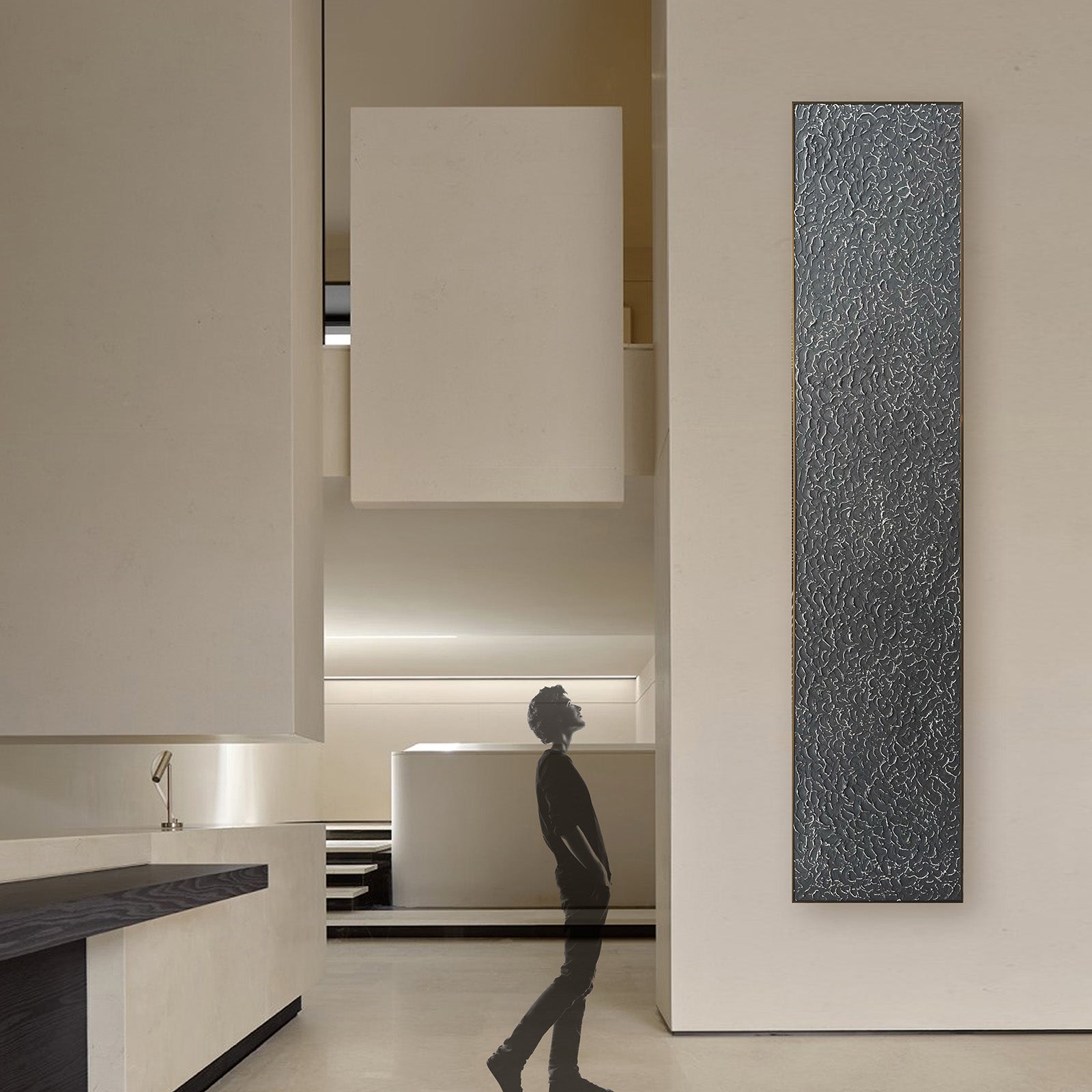 Midnight Waves Hand Painted Art Painting 60*280cm SOASAMPLE008 - Paintings - ebarza Furniture UAE | Shop Modern Furniture in Abu Dhabi & Dubai - مفروشات ايبازرا في الامارات | تسوق اثاث عصري وديكورات مميزة في دبي وابوظبي