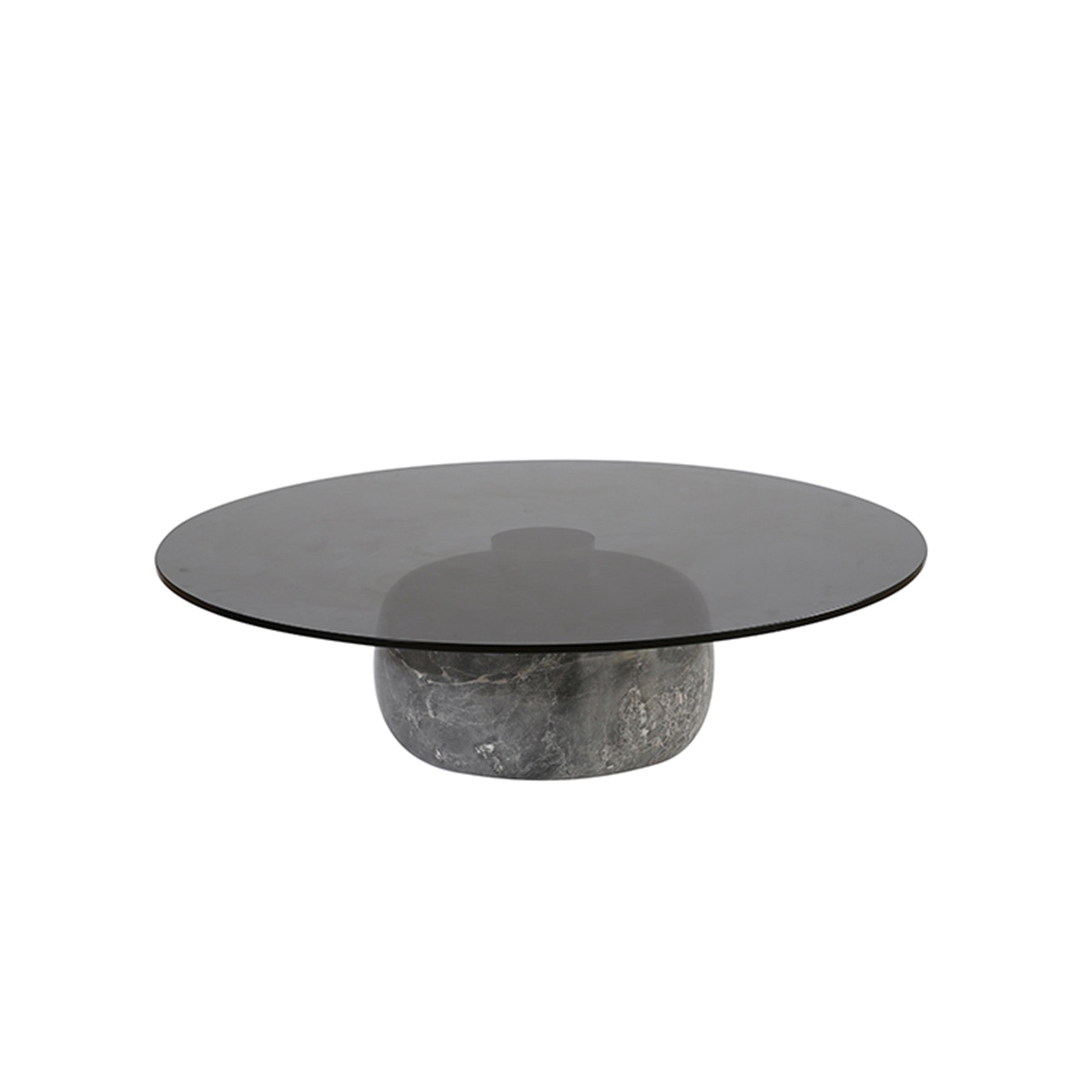 Minimal Grey Glass & Marble Round Coffee Table Ct8683-Sg - Coffee tables - ebarza Furniture UAE | Shop Modern Furniture in Abu Dhabi & Dubai - مفروشات ايبازرا في الامارات | تسوق اثاث عصري وديكورات مميزة في دبي وابوظبي