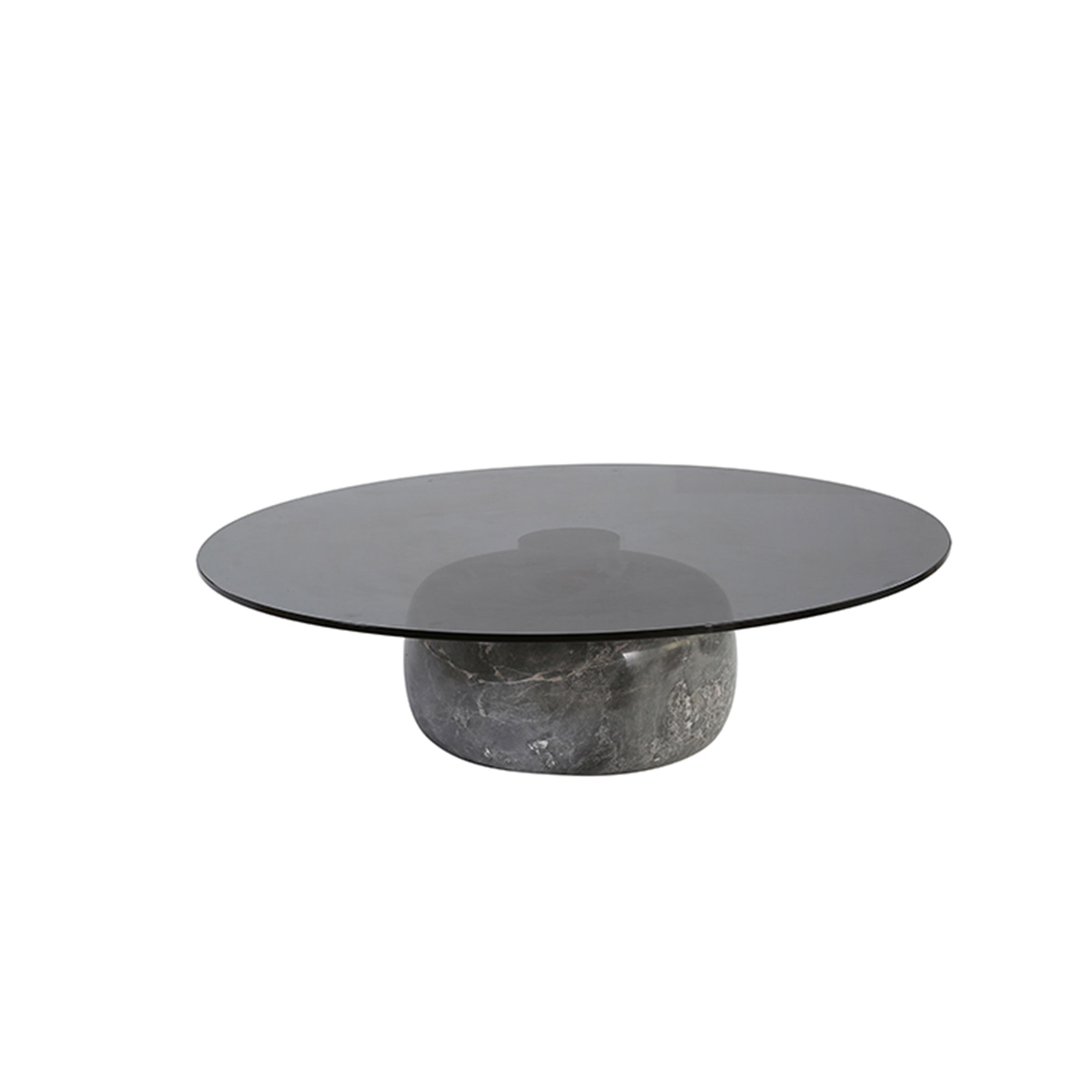 Minimal Grey Glass & Marble Round Coffee Table Ct8683-Sg - Coffee tables - ebarza Furniture UAE | Shop Modern Furniture in Abu Dhabi & Dubai - مفروشات ايبازرا في الامارات | تسوق اثاث عصري وديكورات مميزة في دبي وابوظبي