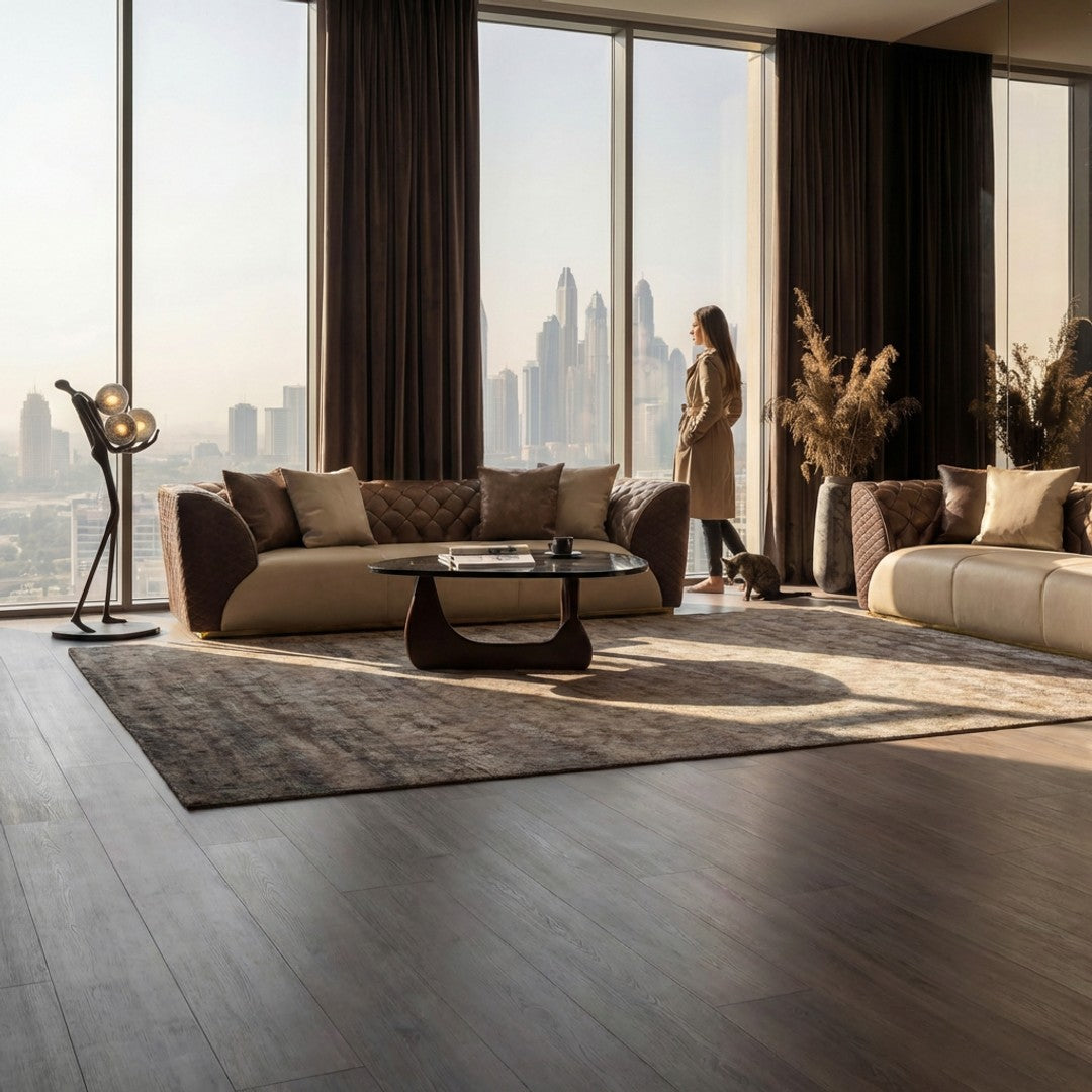 Beige and Brown Classic 3 Seater Sofa in Dubai