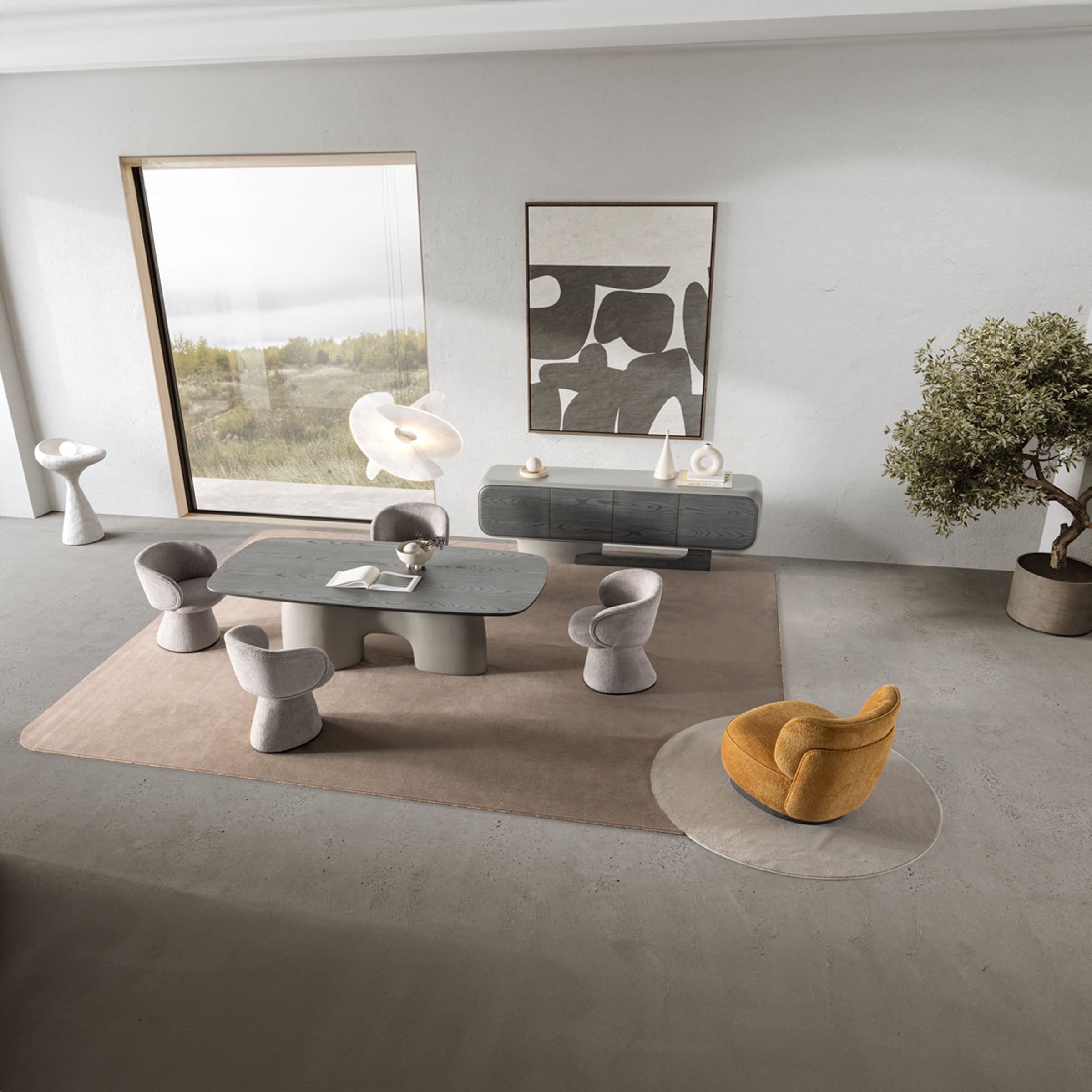 MOON Dining Table SAR-DT12 - Dining Tables - ebarza Furniture UAE | Shop Modern Furniture in Abu Dhabi & Dubai - مفروشات ايبازرا في الامارات | تسوق اثاث عصري وديكورات مميزة في دبي وابوظبي