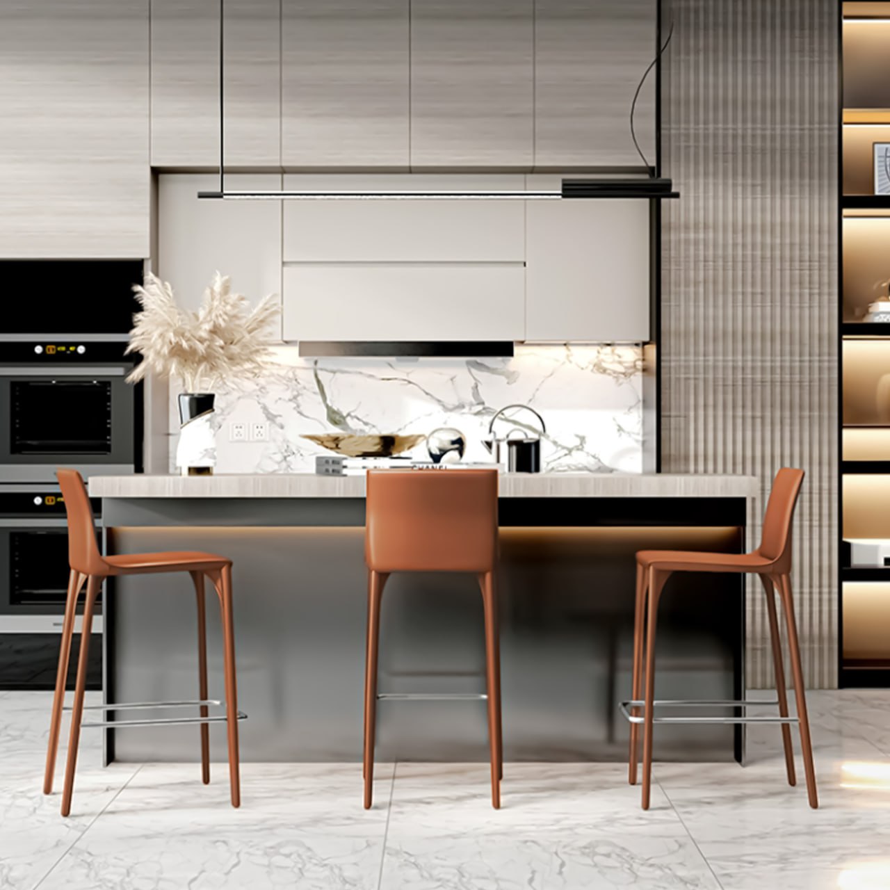 Mycroft Saddle Leather Bar Stool MLL-B43-orange - Bar Stools - ebarza Furniture UAE | Shop Modern Furniture in Abu Dhabi & Dubai - مفروشات ايبازرا في الامارات | تسوق اثاث عصري وديكورات مميزة في دبي وابوظبي