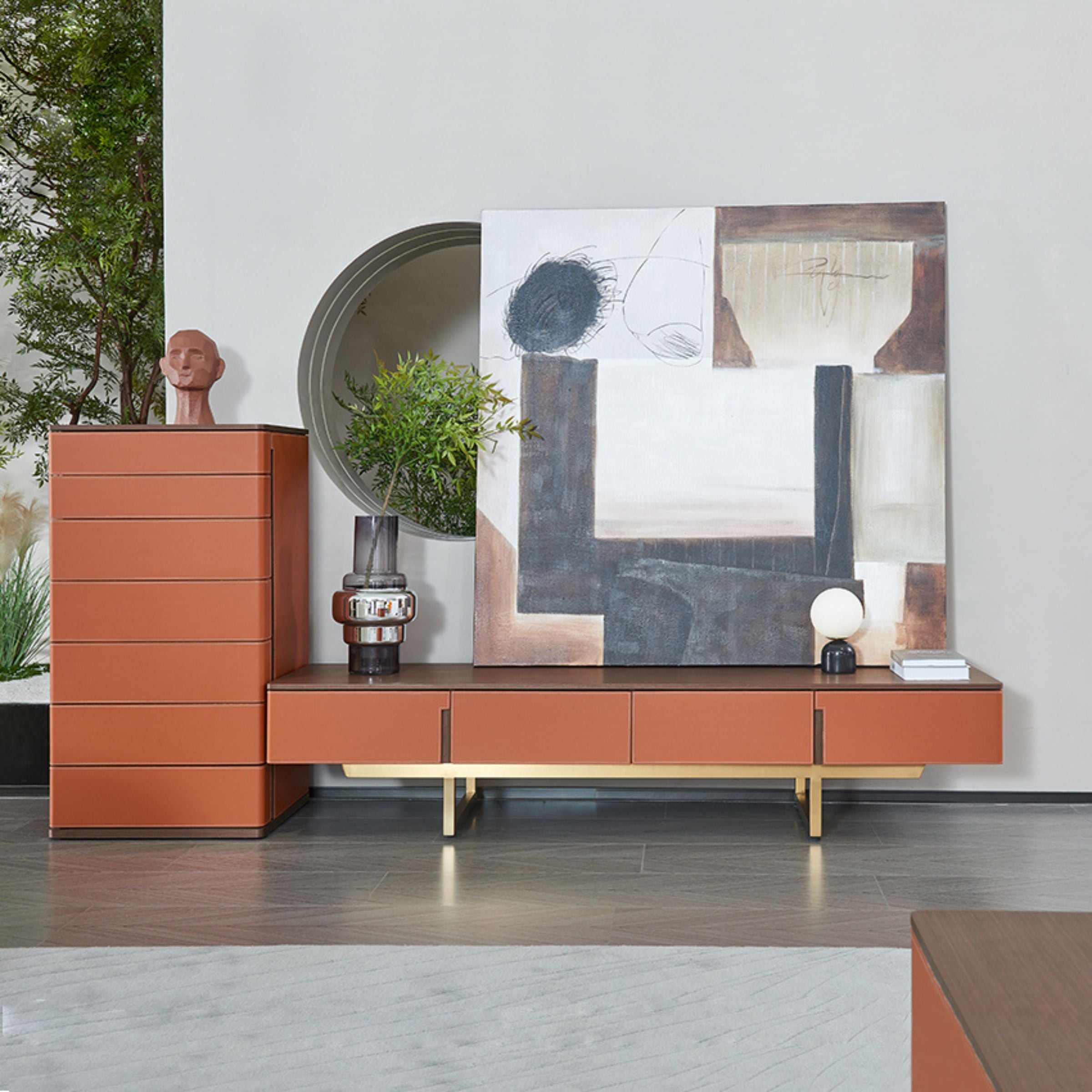 Mycroft Saddle Leather Cabinet MLL-T06 - Storage/TV Unites - ebarza Furniture UAE | Shop Modern Furniture in Abu Dhabi & Dubai - مفروشات ايبازرا في الامارات | تسوق اثاث عصري وديكورات مميزة في دبي وابوظبي