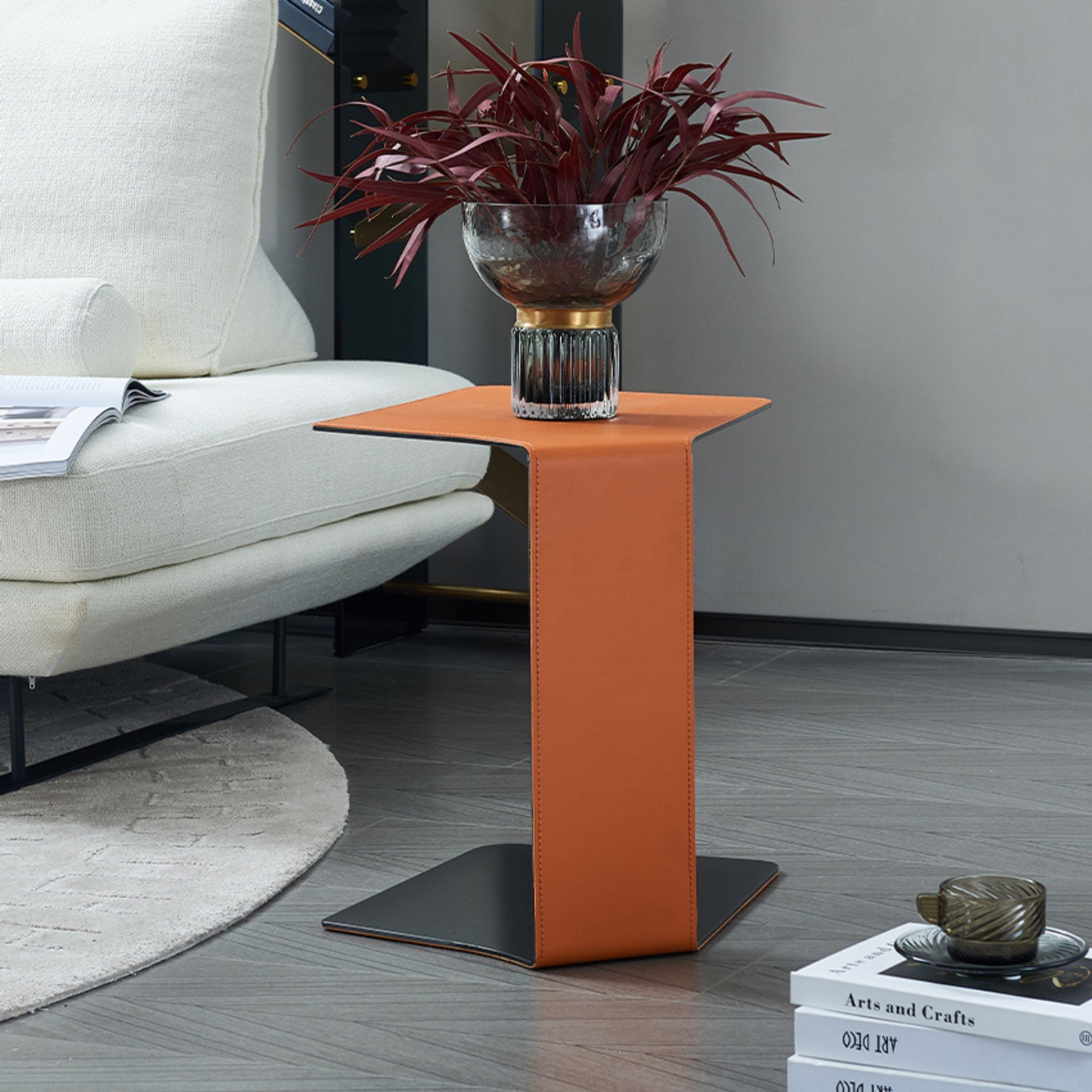 Display Item - Mycroft Saddle Leather Side Table MLL-D50 Nakheel - DISPLAY ITEM - ebarza Furniture UAE | Shop Modern Furniture in Abu Dhabi & Dubai - مفروشات ايبازرا في الامارات | تسوق اثاث عصري وديكورات مميزة في دبي وابوظبي
