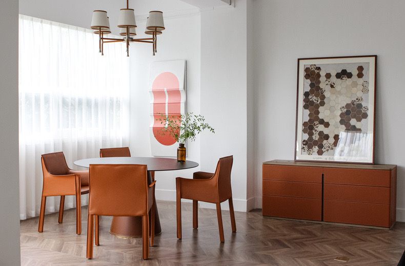 Mycroft Saddle Leather With Sintered Stone Dining Table MLL-C02 - Dining Tables - ebarza Furniture UAE | Shop Modern Furniture in Abu Dhabi & Dubai - مفروشات ايبازرا في الامارات | تسوق اثاث عصري وديكورات مميزة في دبي وابوظبي