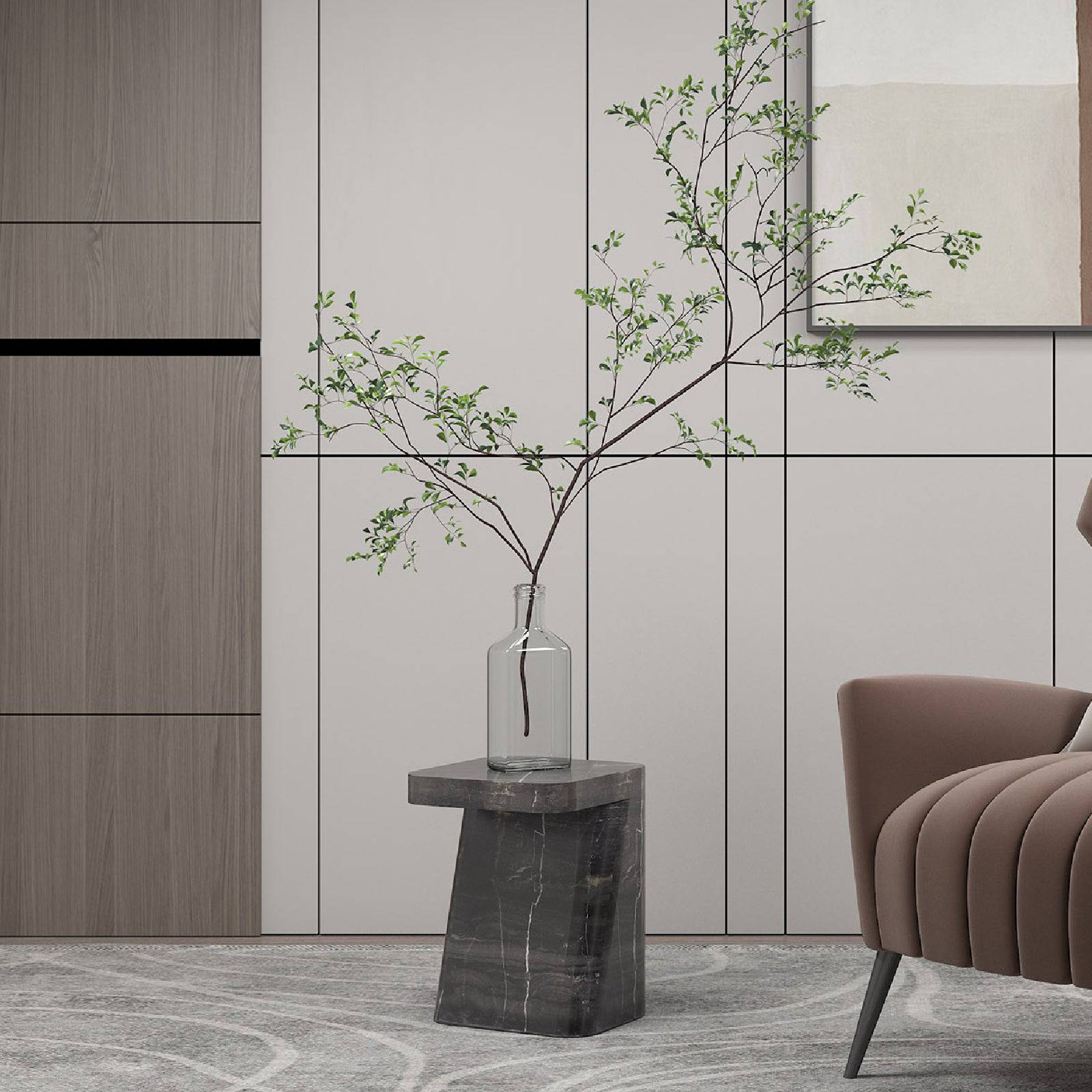 Display Item - Natural Marble Side Table 323STA-Amzn-Nakheel - DISPLAY ITEM - ebarza Furniture UAE | Shop Modern Furniture in Abu Dhabi & Dubai - مفروشات ايبازرا في الامارات | تسوق اثاث عصري وديكورات مميزة في دبي وابوظبي