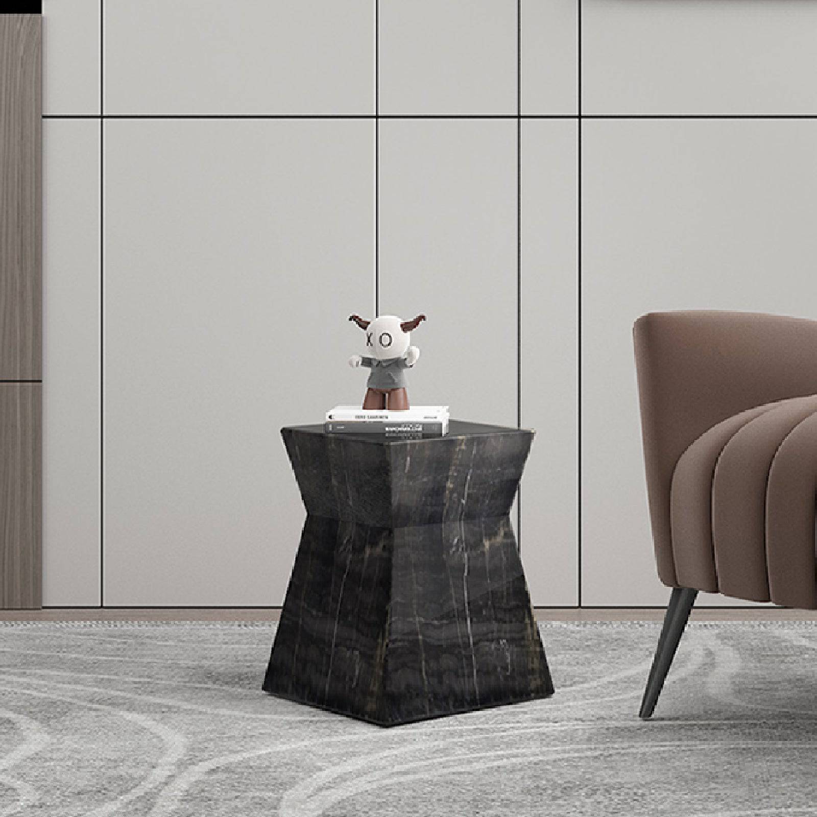 Natural Marble Side Table 378St-Amzn - Side Tables - ebarza Furniture UAE | Shop Modern Furniture in Abu Dhabi & Dubai - مفروشات ايبازرا في الامارات | تسوق اثاث عصري وديكورات مميزة في دبي وابوظبي