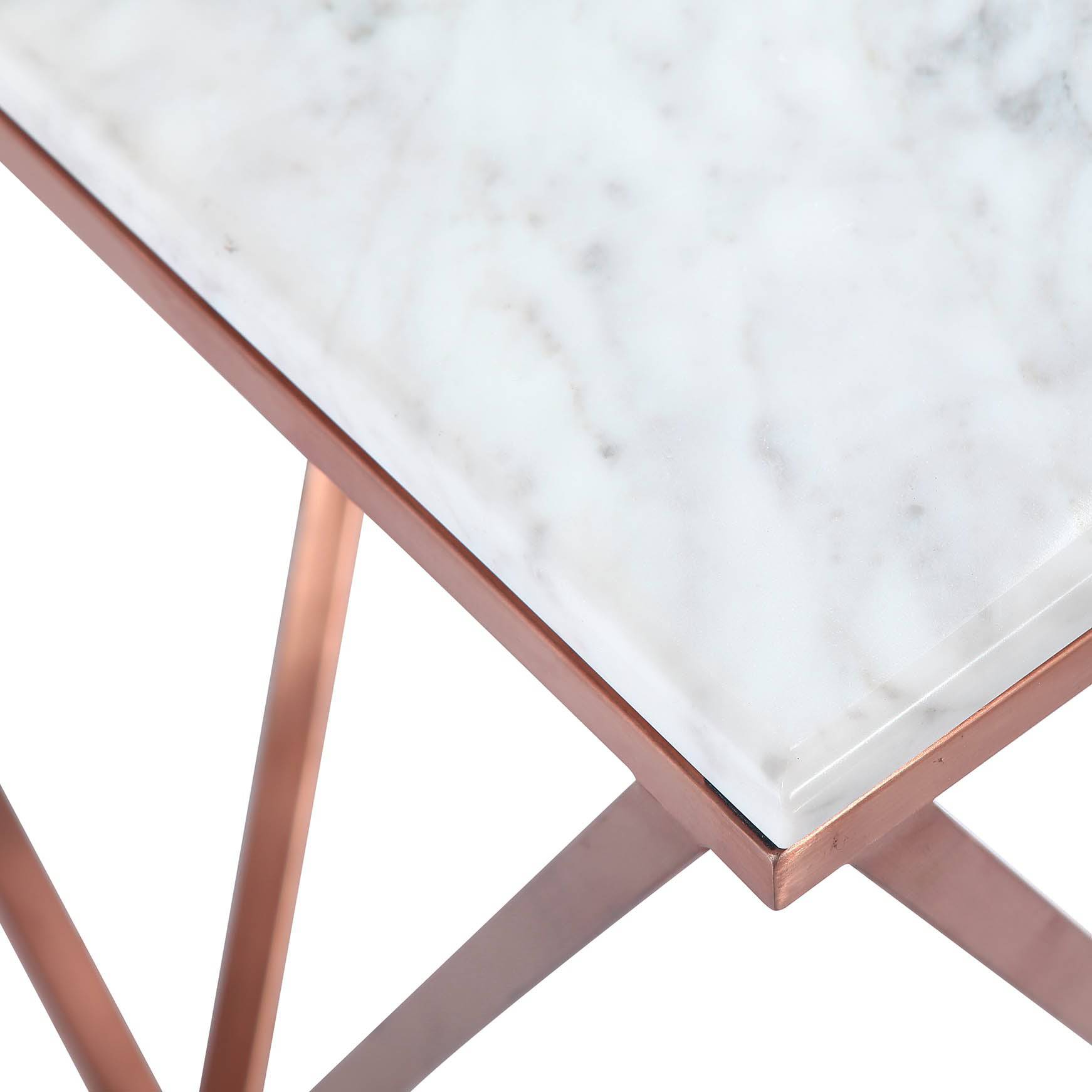 Natural Marble & Stainless Steel Table Bp8809- Rg - Side Tables - ebarza Furniture UAE | Shop Modern Furniture in Abu Dhabi & Dubai - مفروشات ايبازرا في الامارات | تسوق اثاث عصري وديكورات مميزة في دبي وابوظبي