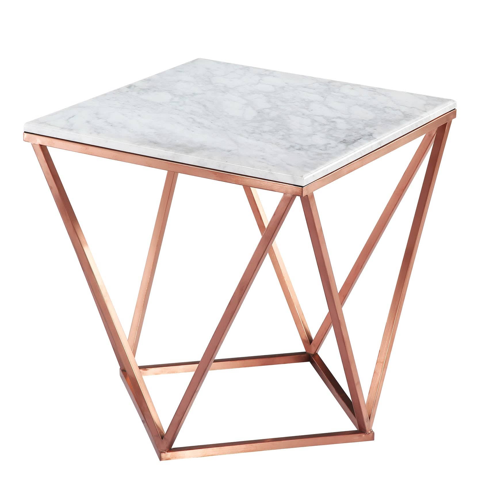 Natural Marble & Stainless Steel Table Bp8809- Rg - Side Tables - ebarza Furniture UAE | Shop Modern Furniture in Abu Dhabi & Dubai - مفروشات ايبازرا في الامارات | تسوق اثاث عصري وديكورات مميزة في دبي وابوظبي