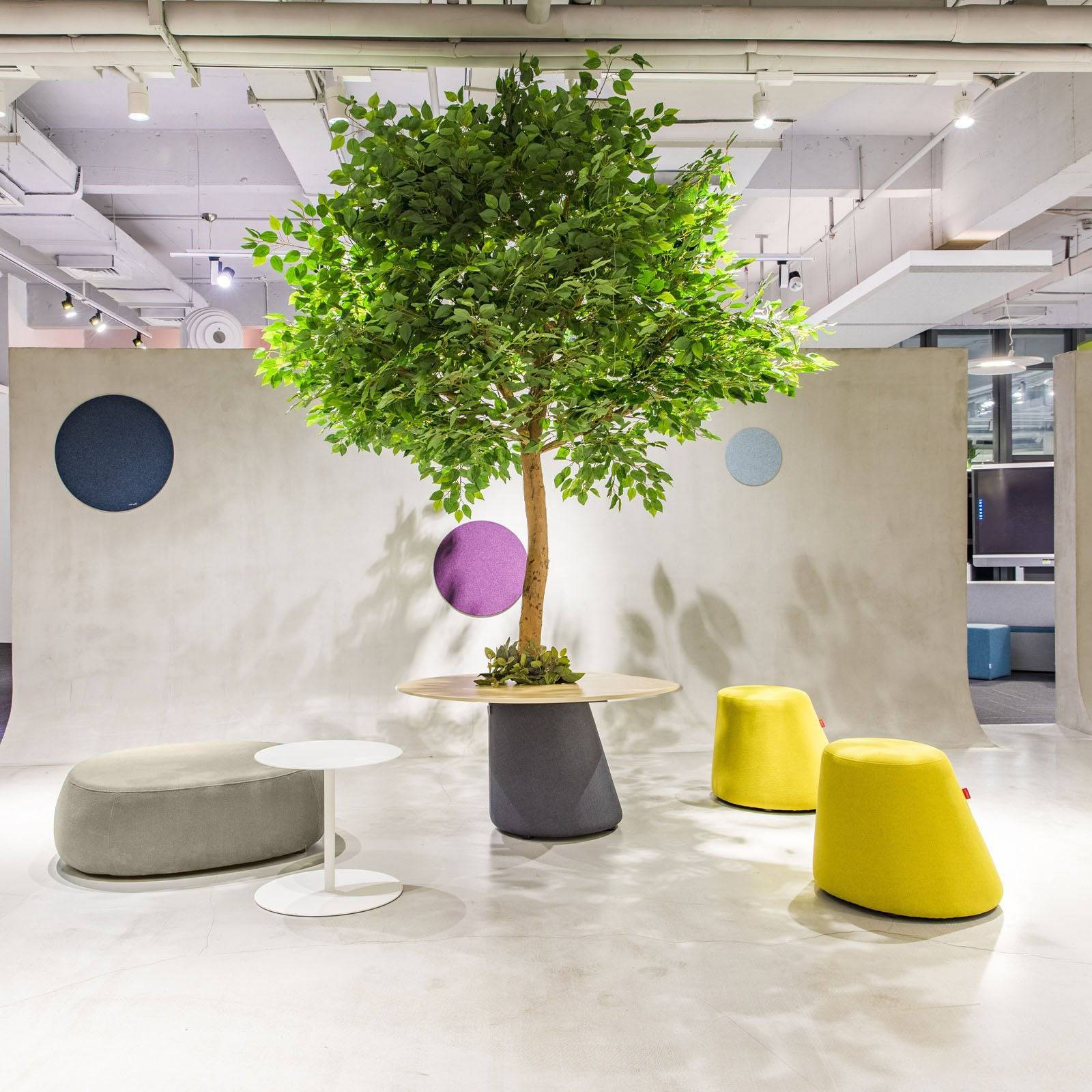 Negotiation Table + 3 Pouffs + Side Table - Coffee Tables - ebarza Furniture UAE | Shop Modern Furniture in Abu Dhabi & Dubai - مفروشات ايبازرا في الامارات | تسوق اثاث عصري وديكورات مميزة في دبي وابوظبي