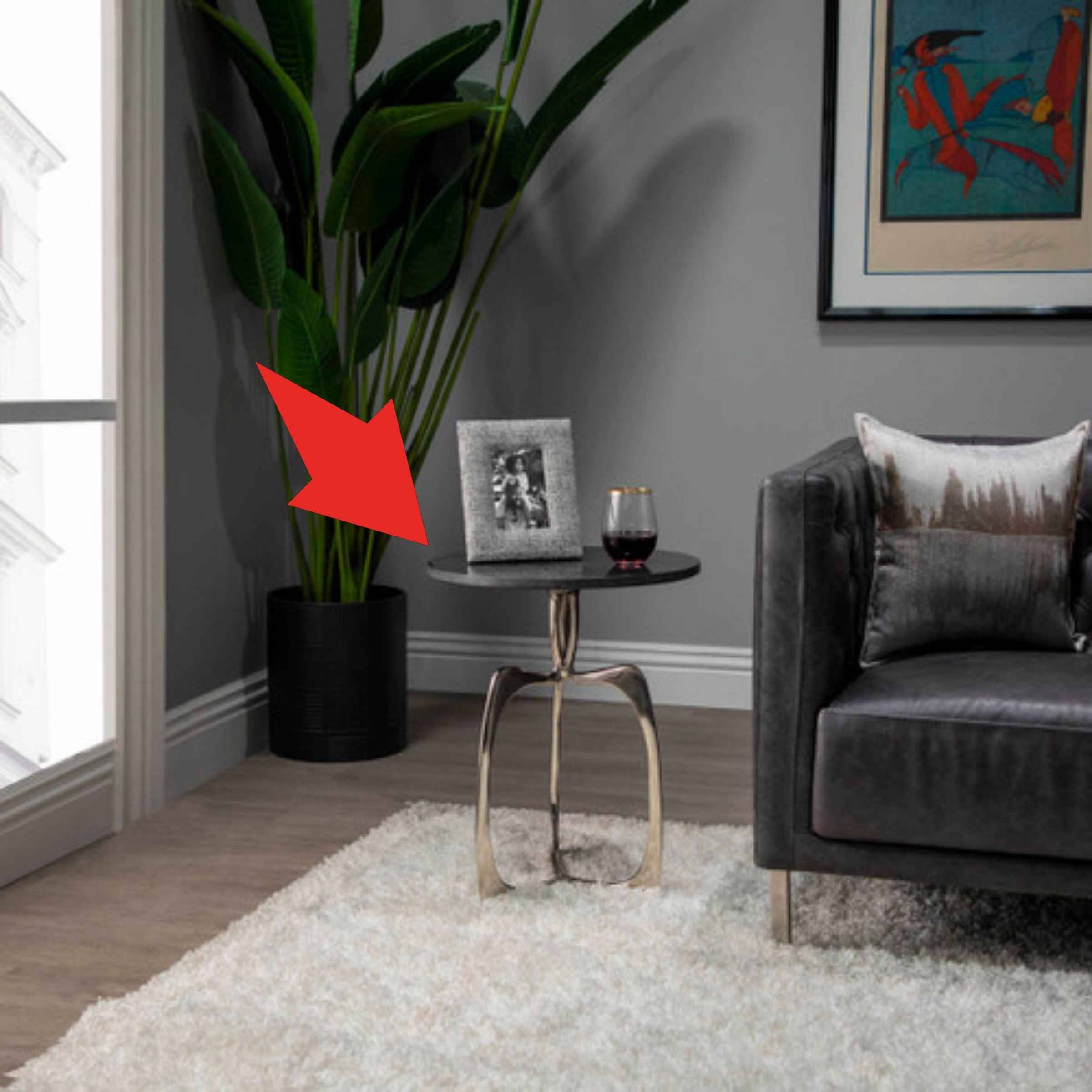 Nickel Side Table With Black Marble 14844-02 - Side Tables - ebarza Furniture UAE | Shop Modern Furniture in Abu Dhabi & Dubai - مفروشات ايبازرا في الامارات | تسوق اثاث عصري وديكورات مميزة في دبي وابوظبي