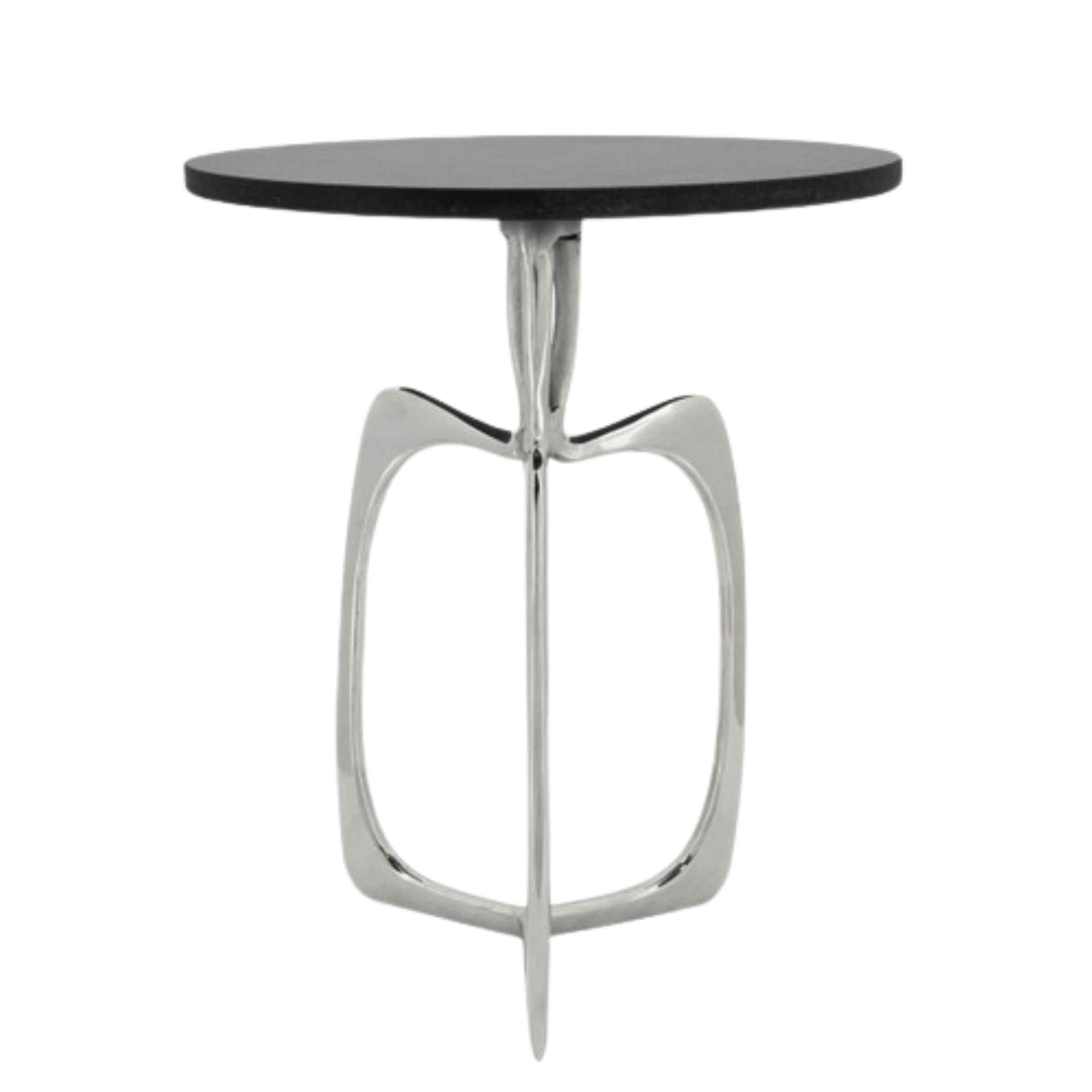 Nickel Side Table With Black Marble 14844-02 - Side Tables - ebarza Furniture UAE | Shop Modern Furniture in Abu Dhabi & Dubai - مفروشات ايبازرا في الامارات | تسوق اثاث عصري وديكورات مميزة في دبي وابوظبي