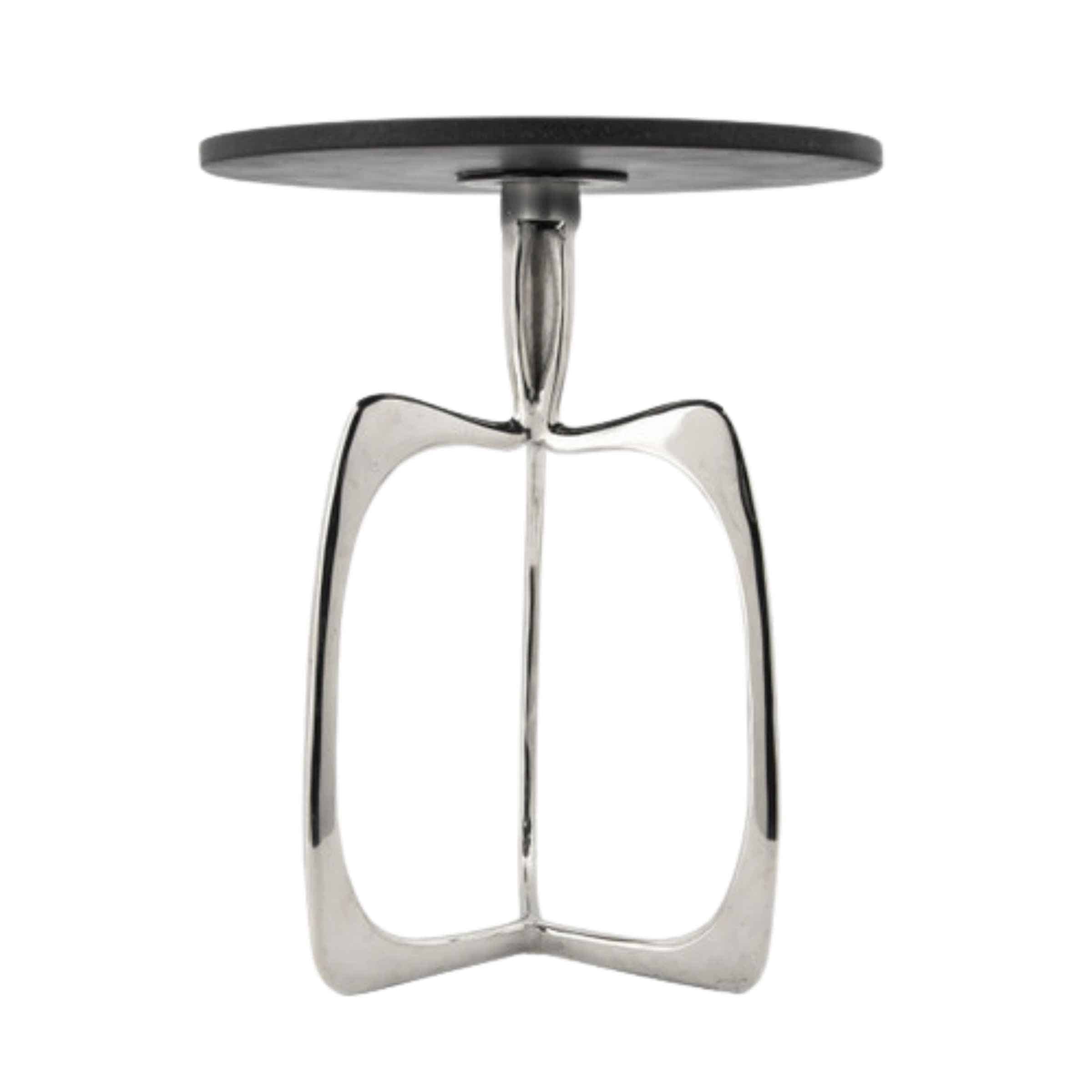 Nickel Side Table With Black Marble 14844-02 - Side Tables - ebarza Furniture UAE | Shop Modern Furniture in Abu Dhabi & Dubai - مفروشات ايبازرا في الامارات | تسوق اثاث عصري وديكورات مميزة في دبي وابوظبي