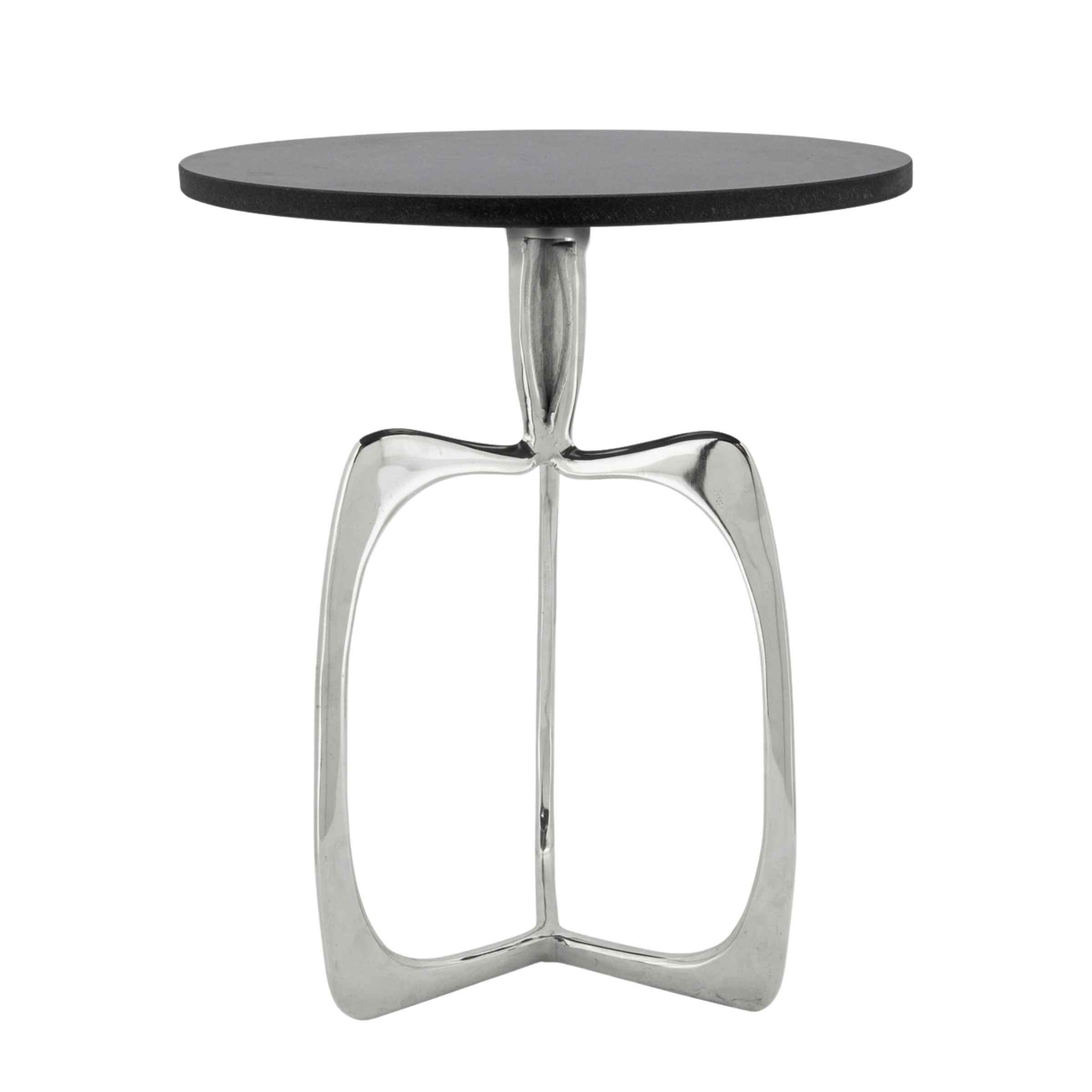 Nickel Side Table With Black Marble 14844-02 - Side Tables - ebarza Furniture UAE | Shop Modern Furniture in Abu Dhabi & Dubai - مفروشات ايبازرا في الامارات | تسوق اثاث عصري وديكورات مميزة في دبي وابوظبي