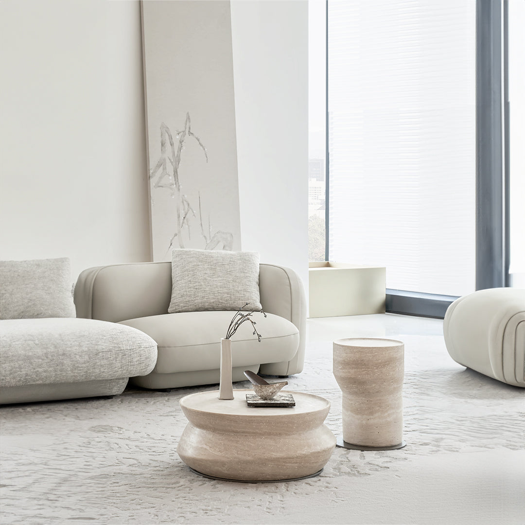 Pre-order 25 Days Delivery Nimbus Travertine Small Side Table BMCJ-BJ6070-SMALL - Side Tables - ebarza Furniture UAE | Shop Modern Furniture in Abu Dhabi & Dubai - مفروشات ايبازرا في الامارات | تسوق اثاث عصري وديكورات مميزة في دبي وابوظبي