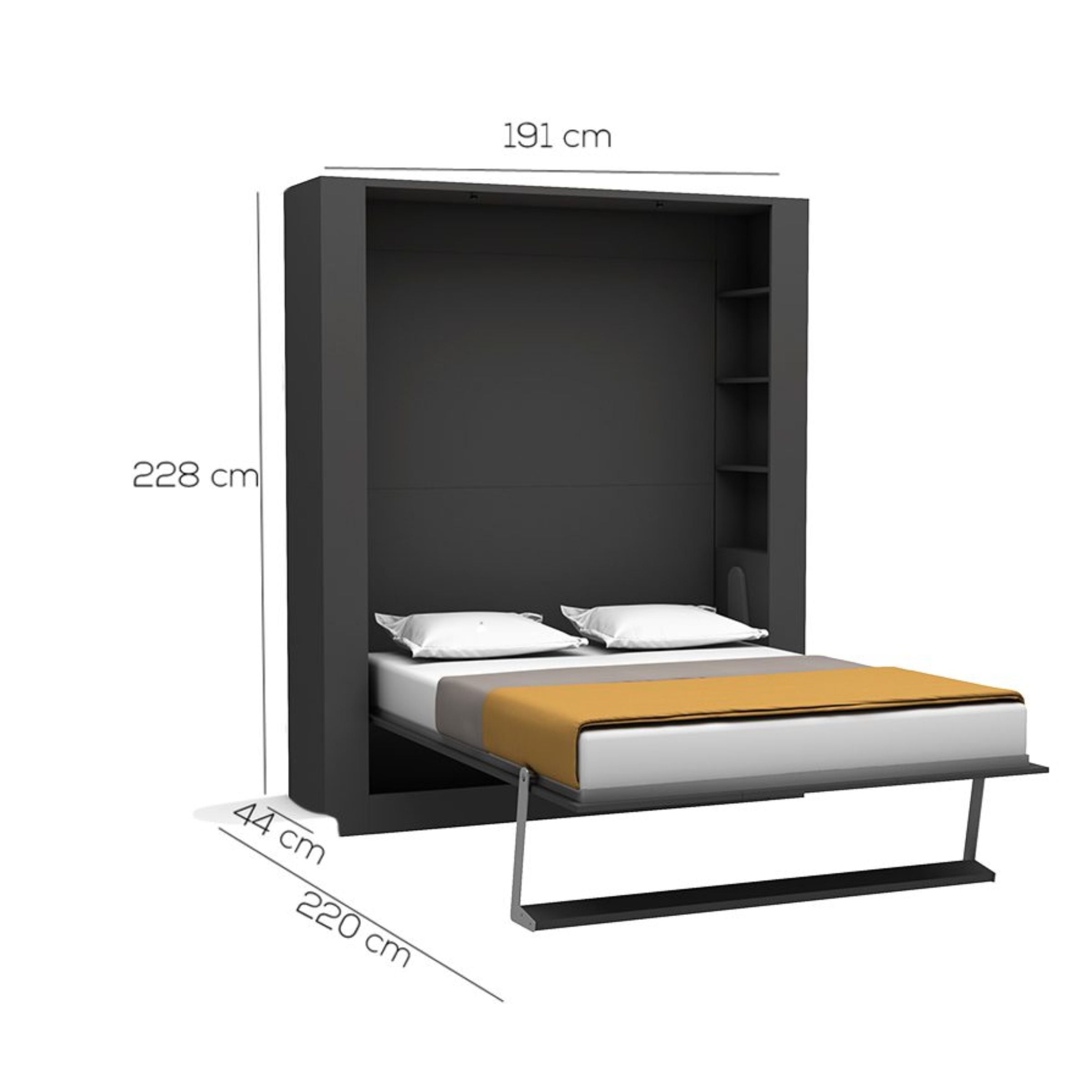 Nova Convertable Queen Sofabed with Shelves & Quality Mattress 250 - Bedsteads - ebarza Furniture UAE | Shop Modern Furniture in Abu Dhabi & Dubai - مفروشات ايبازرا في الامارات | تسوق اثاث عصري وديكورات مميزة في دبي وابوظبي