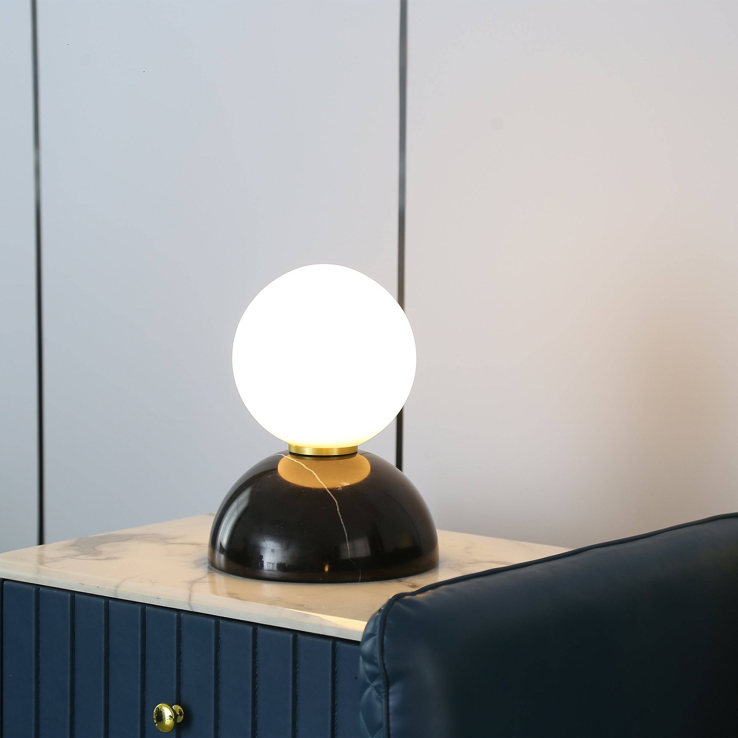 Opal Glass Shade With Black Marble Base Table Lamp 8709T-Bk - Desk\table Lamps - ebarza Furniture UAE | Shop Modern Furniture in Abu Dhabi & Dubai - مفروشات ايبازرا في الامارات | تسوق اثاث عصري وديكورات مميزة في دبي وابوظبي