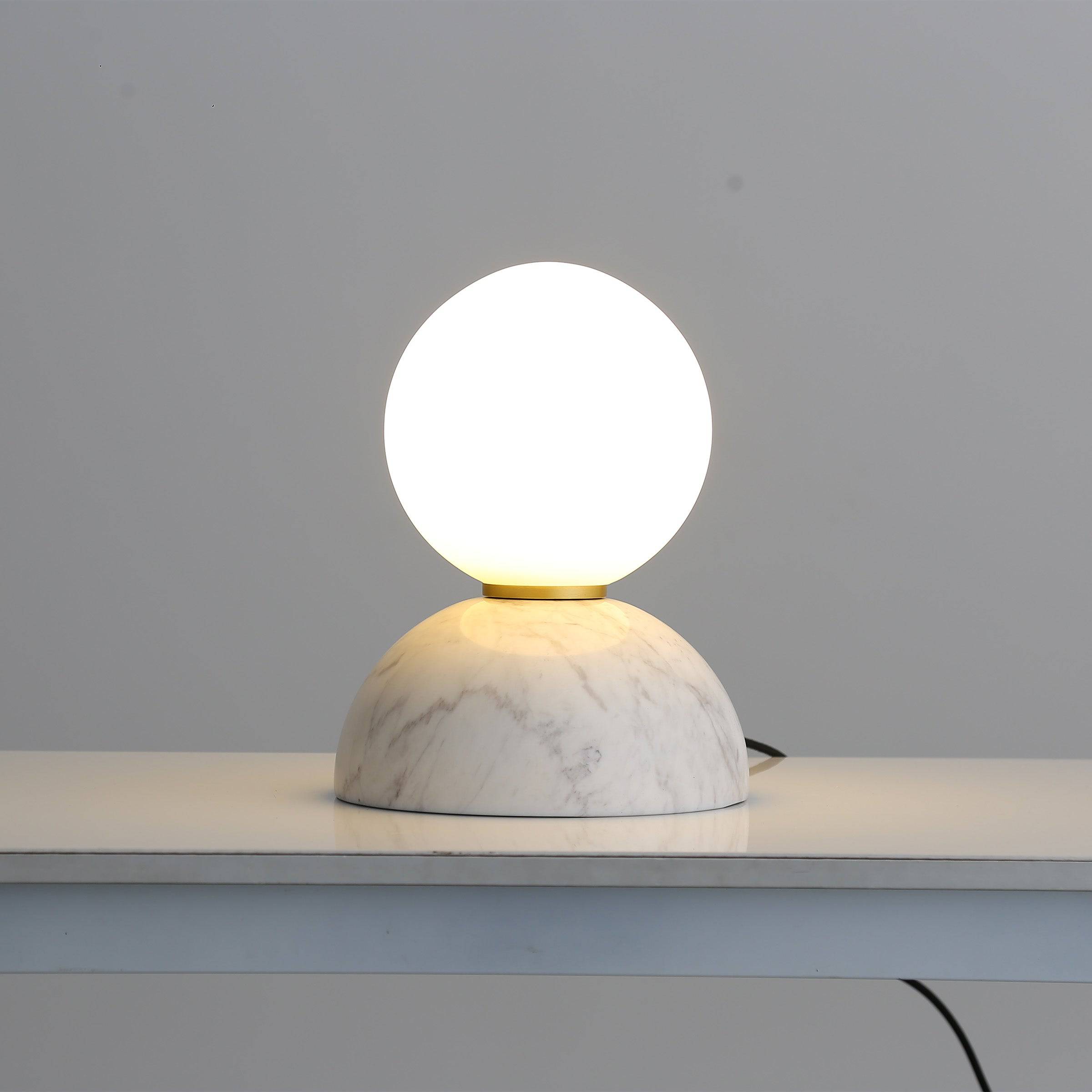 Opal Glass Shade With White Marble Base Table Lamp 8709T-We - Desk\table Lamps - ebarza Furniture UAE | Shop Modern Furniture in Abu Dhabi & Dubai - مفروشات ايبازرا في الامارات | تسوق اثاث عصري وديكورات مميزة في دبي وابوظبي