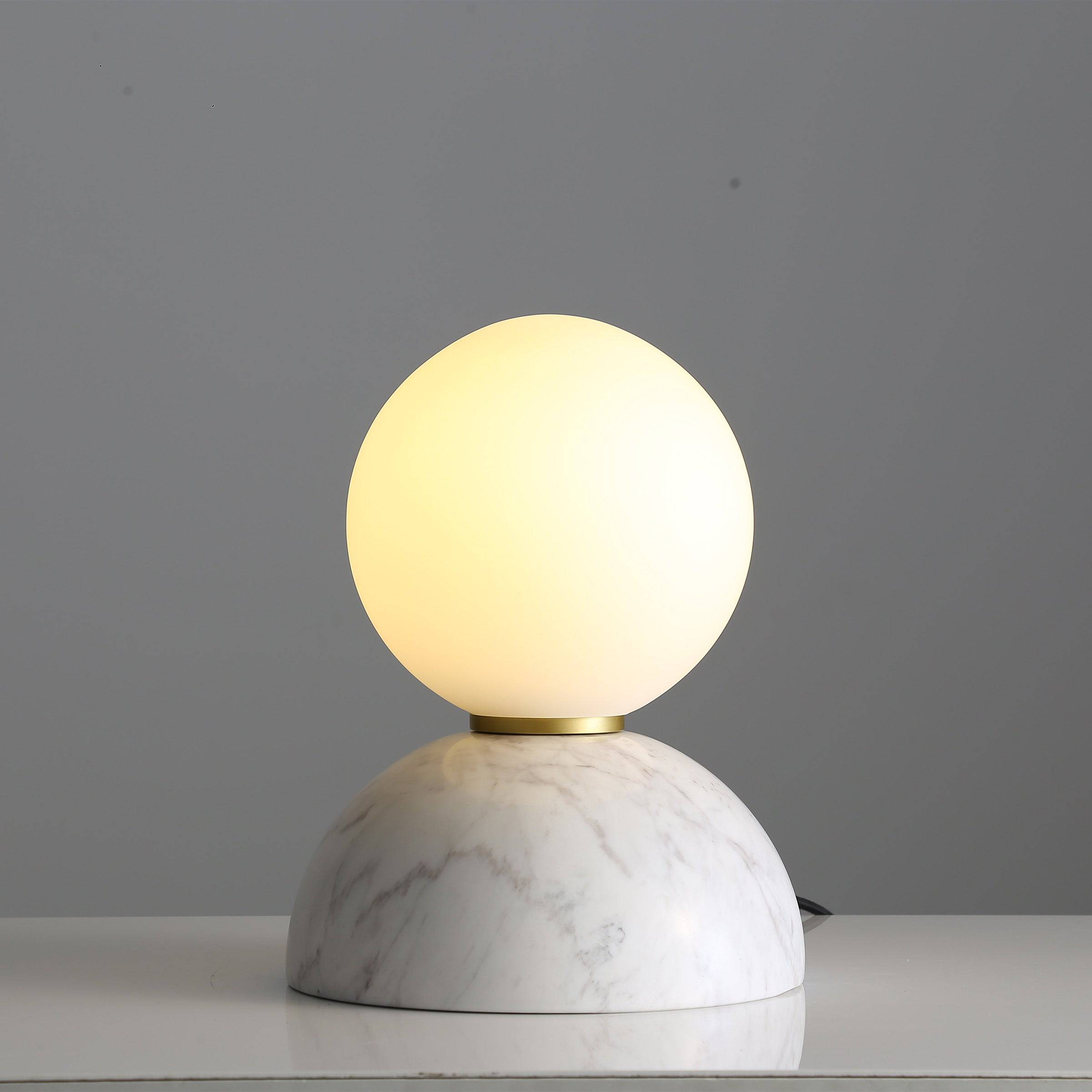 Opal Glass Shade With White Marble Base Table Lamp 8709T-We - Desk\table Lamps - ebarza Furniture UAE | Shop Modern Furniture in Abu Dhabi & Dubai - مفروشات ايبازرا في الامارات | تسوق اثاث عصري وديكورات مميزة في دبي وابوظبي