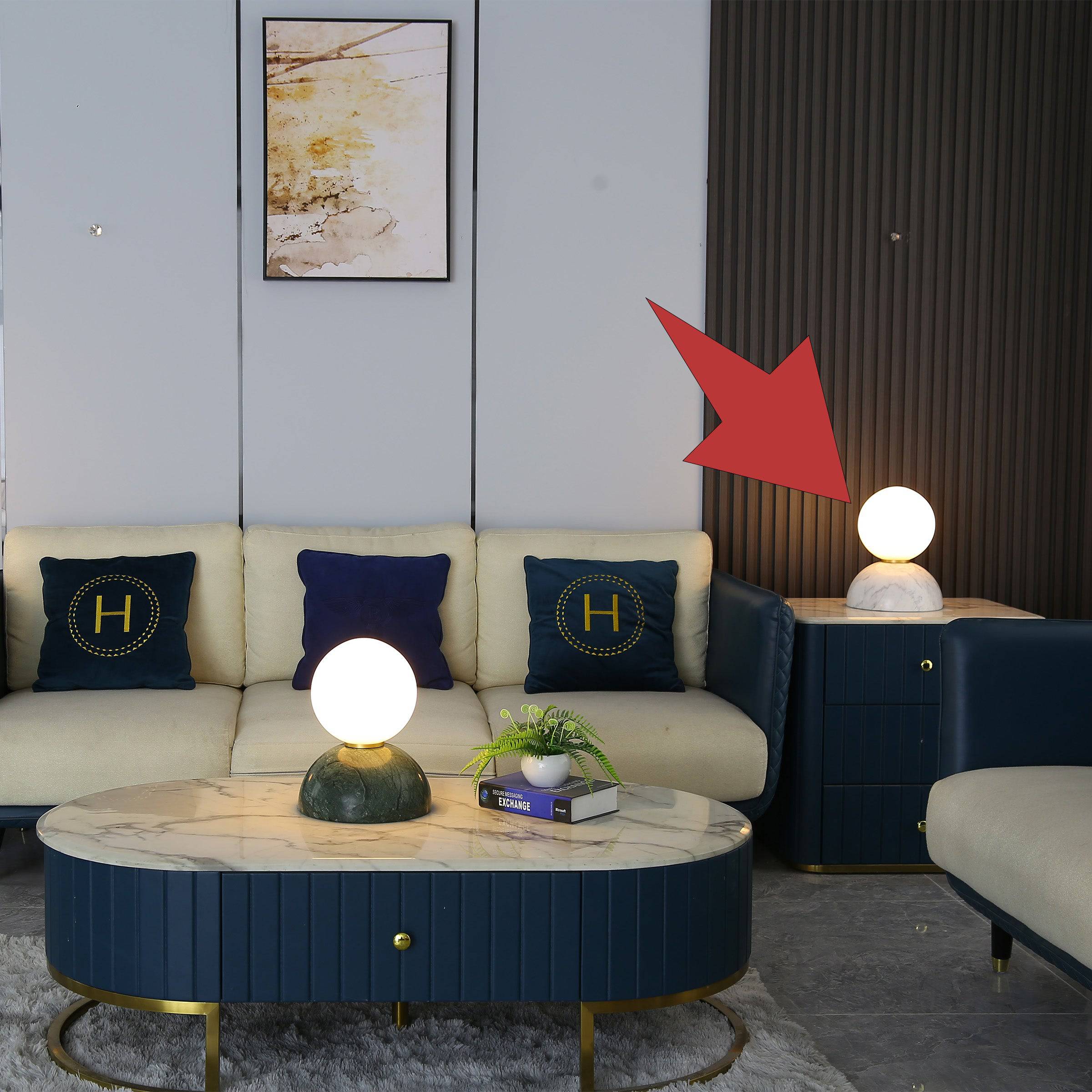 Opal Glass Shade With White Marble Base Table Lamp 8709T-We - Desk\table Lamps - ebarza Furniture UAE | Shop Modern Furniture in Abu Dhabi & Dubai - مفروشات ايبازرا في الامارات | تسوق اثاث عصري وديكورات مميزة في دبي وابوظبي