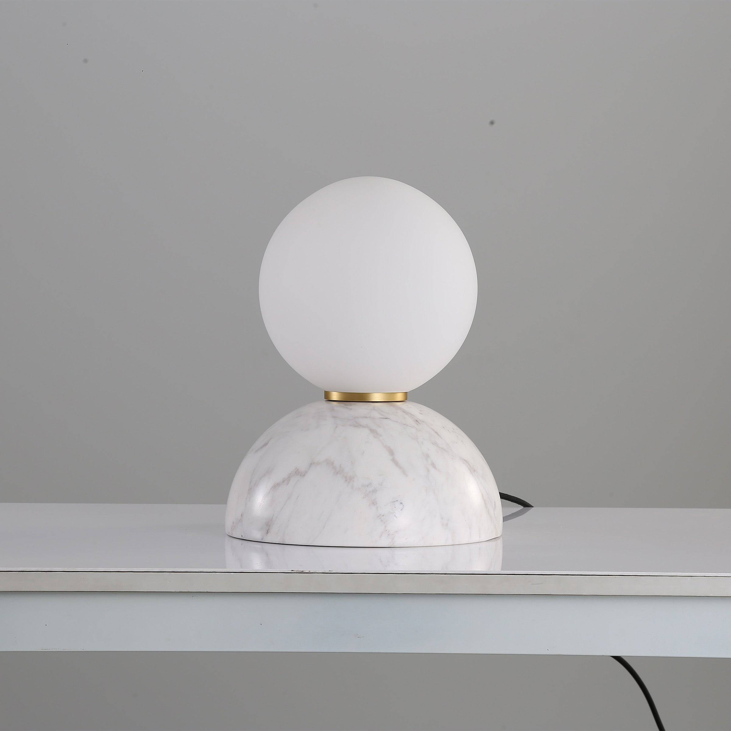 Opal Glass Shade With White Marble Base Table Lamp 8709T-We - Desk\table Lamps - ebarza Furniture UAE | Shop Modern Furniture in Abu Dhabi & Dubai - مفروشات ايبازرا في الامارات | تسوق اثاث عصري وديكورات مميزة في دبي وابوظبي