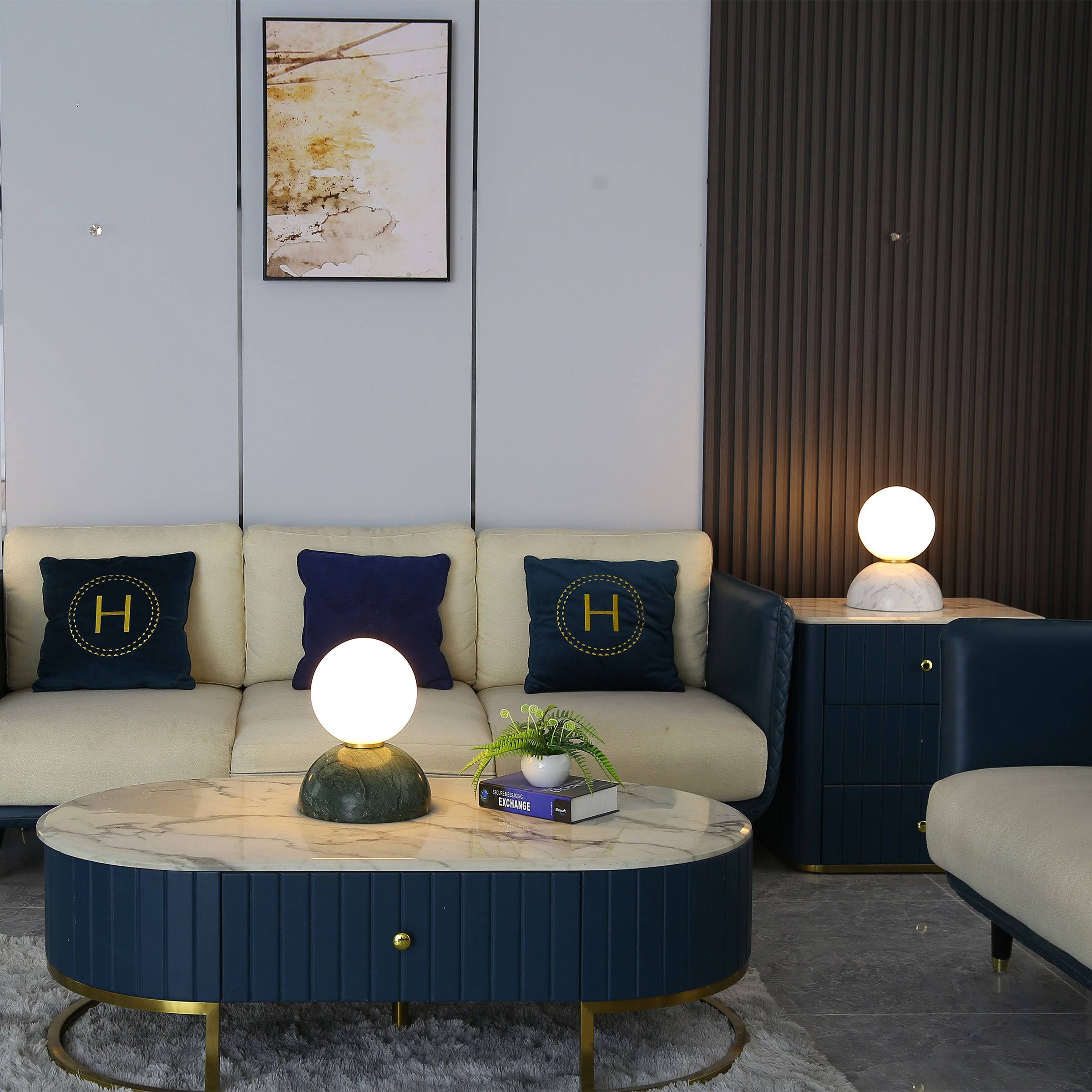 Opal Glass Shade With White Marble Base Table Lamp 8709T-We - Desk\table Lamps - ebarza Furniture UAE | Shop Modern Furniture in Abu Dhabi & Dubai - مفروشات ايبازرا في الامارات | تسوق اثاث عصري وديكورات مميزة في دبي وابوظبي