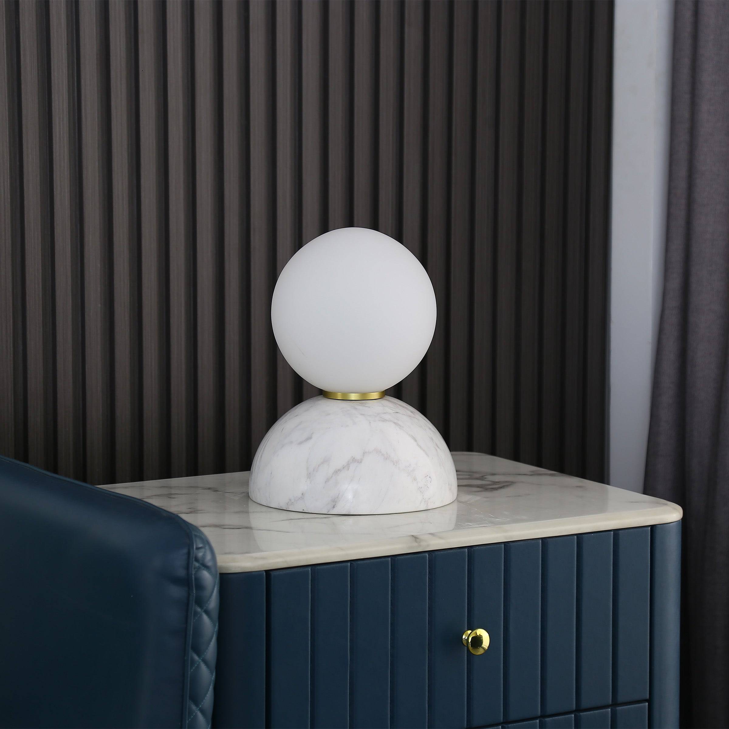 Opal Glass Shade With White Marble Base Table Lamp 8709T-We - Desk\table Lamps - ebarza Furniture UAE | Shop Modern Furniture in Abu Dhabi & Dubai - مفروشات ايبازرا في الامارات | تسوق اثاث عصري وديكورات مميزة في دبي وابوظبي