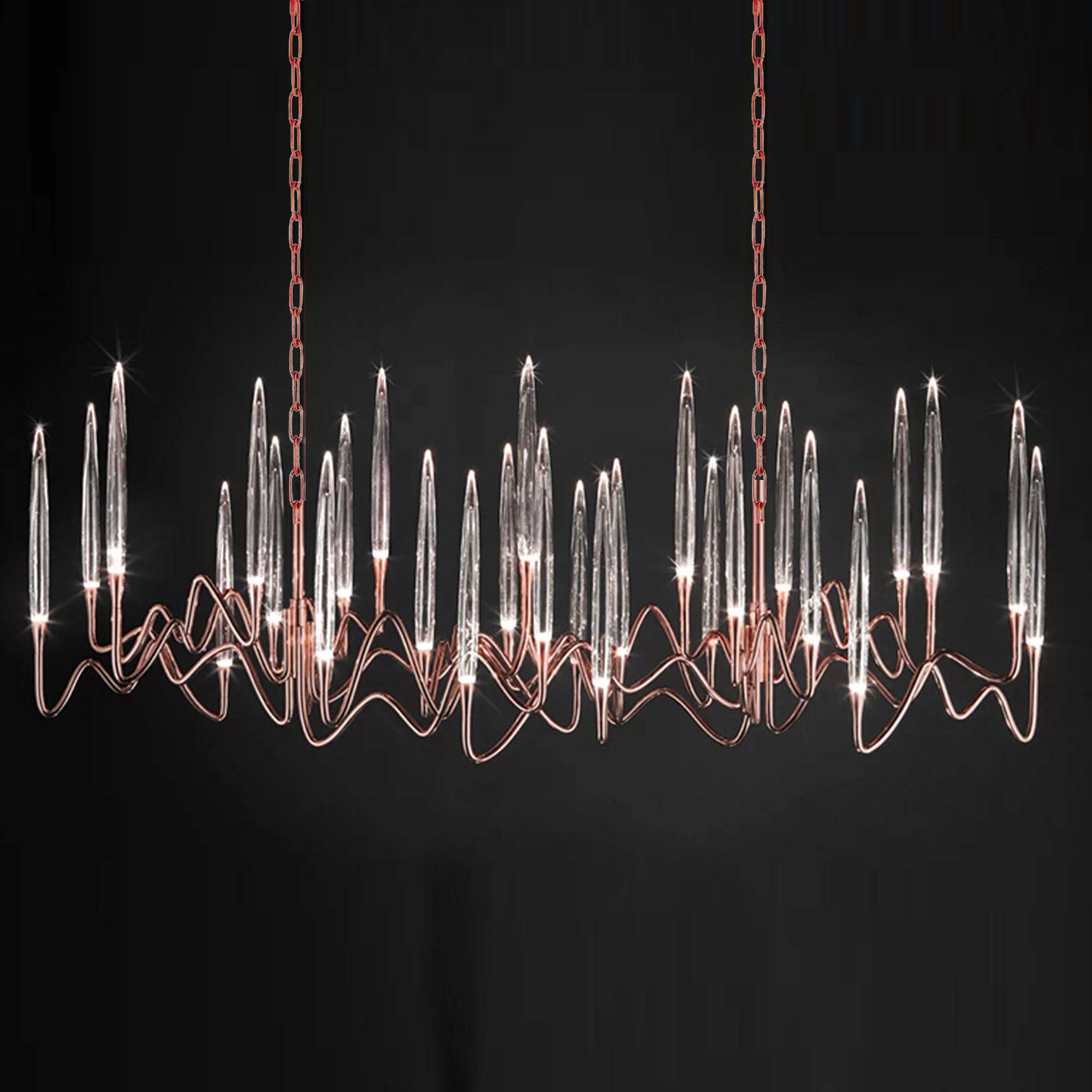 AS IS - Opus Long Chandelier Cy-New-091-Rg-YAS - DISPLAY ITEM - ebarza Furniture UAE | Shop Modern Furniture in Abu Dhabi & Dubai - مفروشات ايبازرا في الامارات | تسوق اثاث عصري وديكورات مميزة في دبي وابوظبي