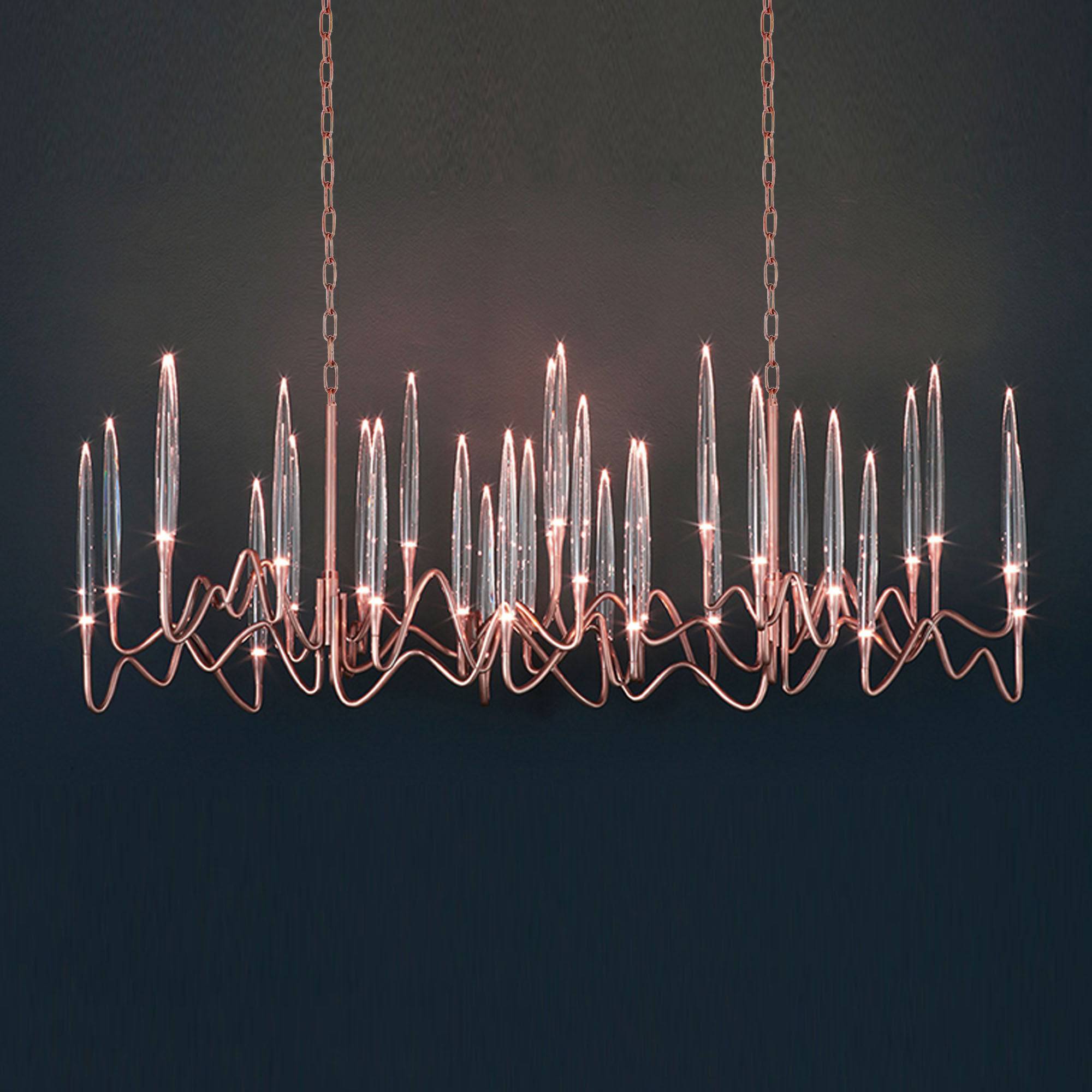 AS IS - Opus Long Chandelier Cy-New-091-Rg-YAS - DISPLAY ITEM - ebarza Furniture UAE | Shop Modern Furniture in Abu Dhabi & Dubai - مفروشات ايبازرا في الامارات | تسوق اثاث عصري وديكورات مميزة في دبي وابوظبي