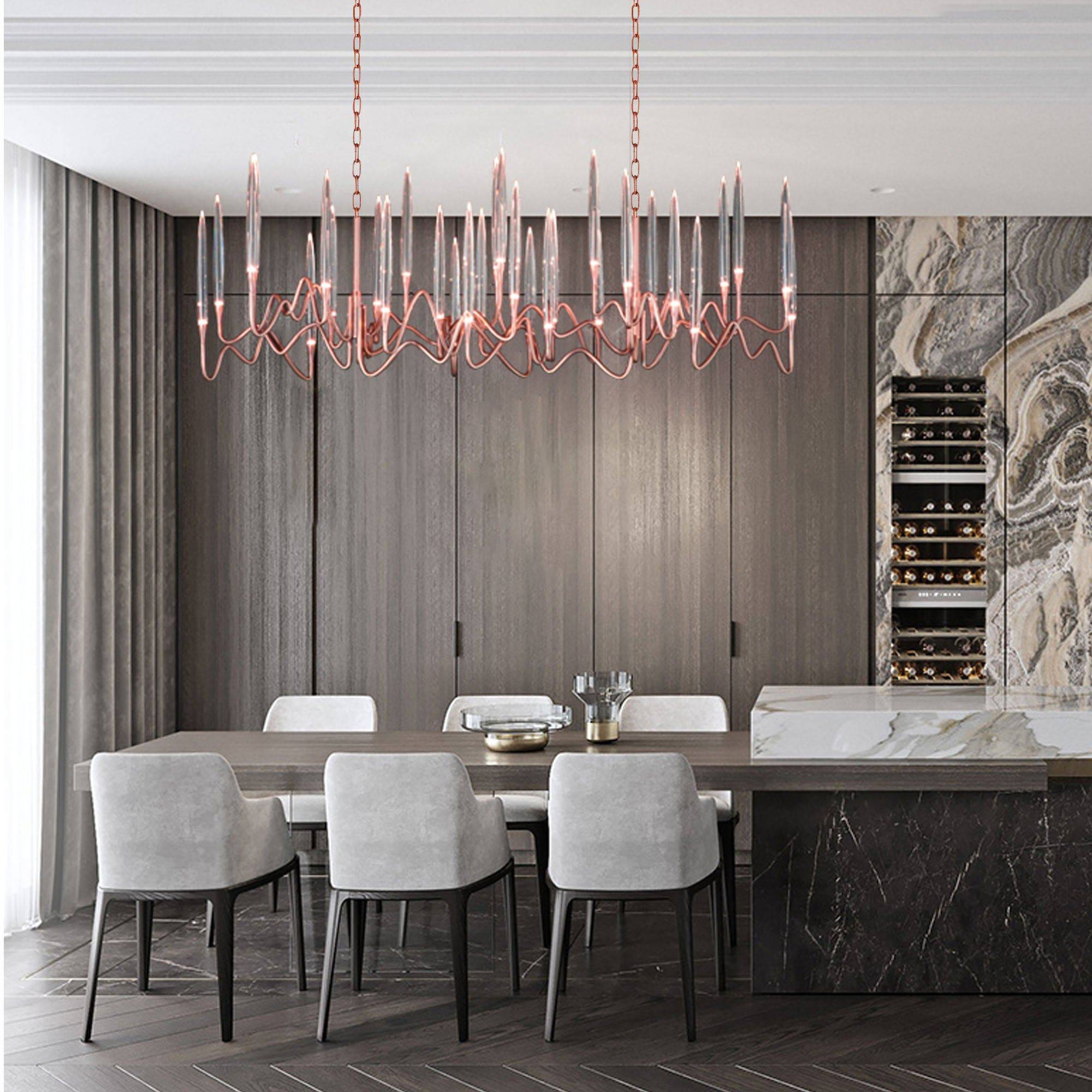 AS IS - Opus Long Chandelier Cy-New-091-Rg-YAS - DISPLAY ITEM - ebarza Furniture UAE | Shop Modern Furniture in Abu Dhabi & Dubai - مفروشات ايبازرا في الامارات | تسوق اثاث عصري وديكورات مميزة في دبي وابوظبي