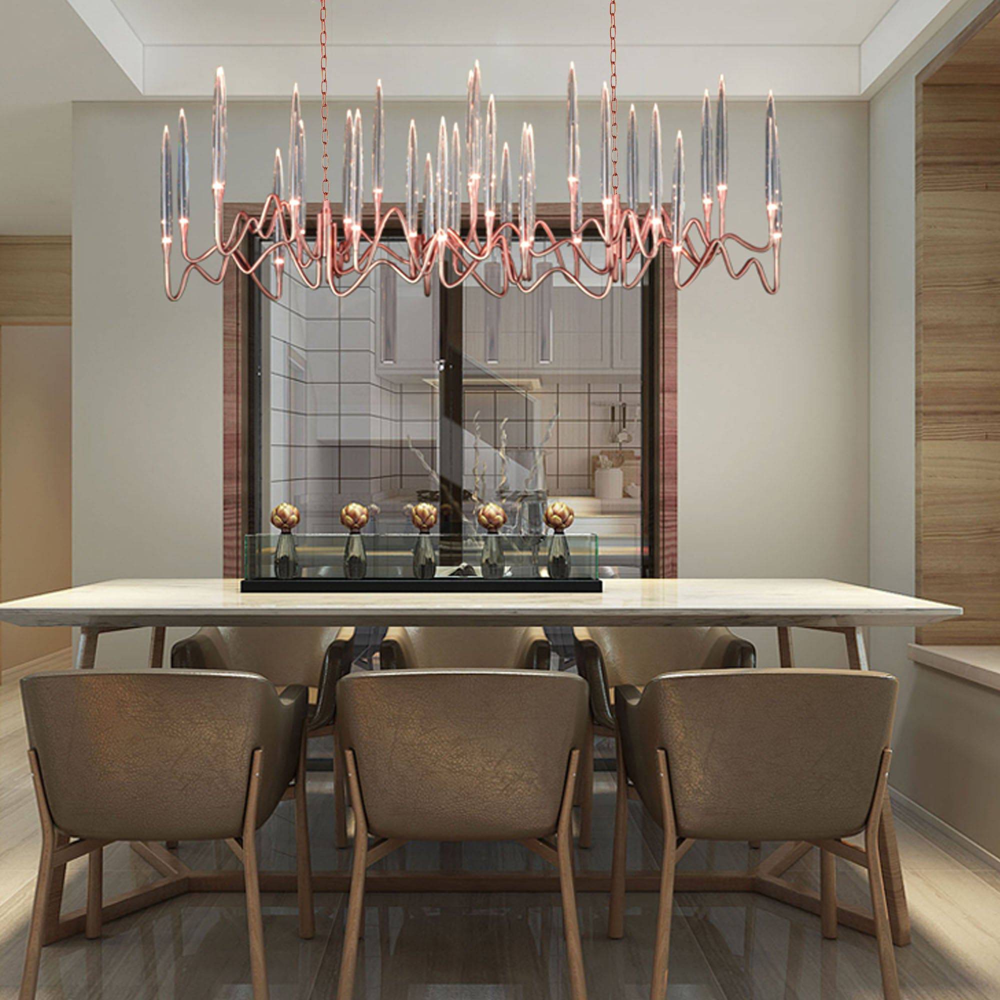 AS IS - Opus Long Chandelier Cy-New-091-Rg-YAS - DISPLAY ITEM - ebarza Furniture UAE | Shop Modern Furniture in Abu Dhabi & Dubai - مفروشات ايبازرا في الامارات | تسوق اثاث عصري وديكورات مميزة في دبي وابوظبي