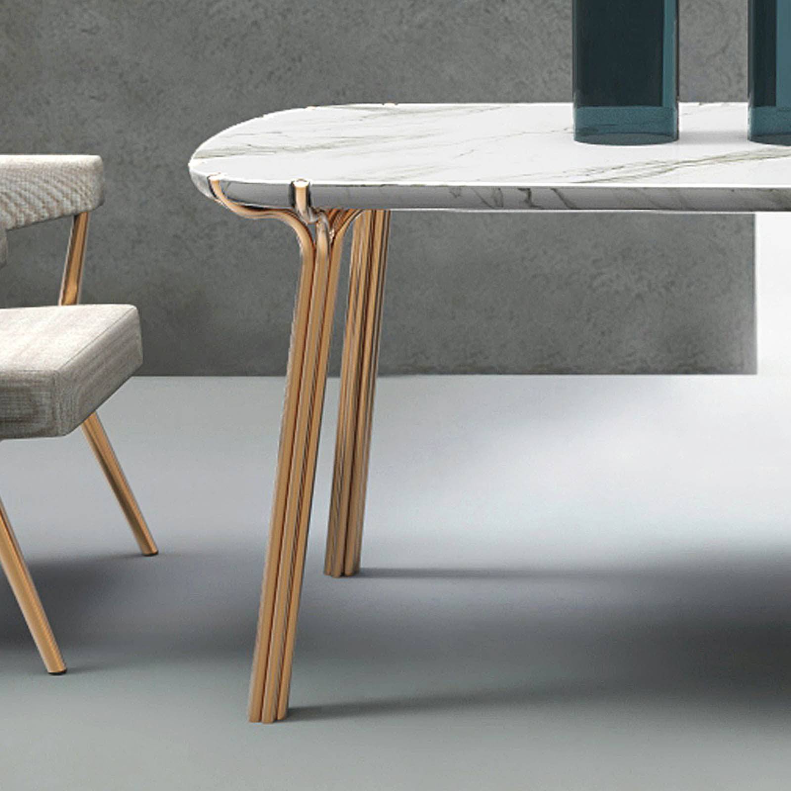 Paradise Natural Marble Dining Table Dt2000 - Dining Tables - ebarza Furniture UAE | Shop Modern Furniture in Abu Dhabi & Dubai - مفروشات ايبازرا في الامارات | تسوق اثاث عصري وديكورات مميزة في دبي وابوظبي