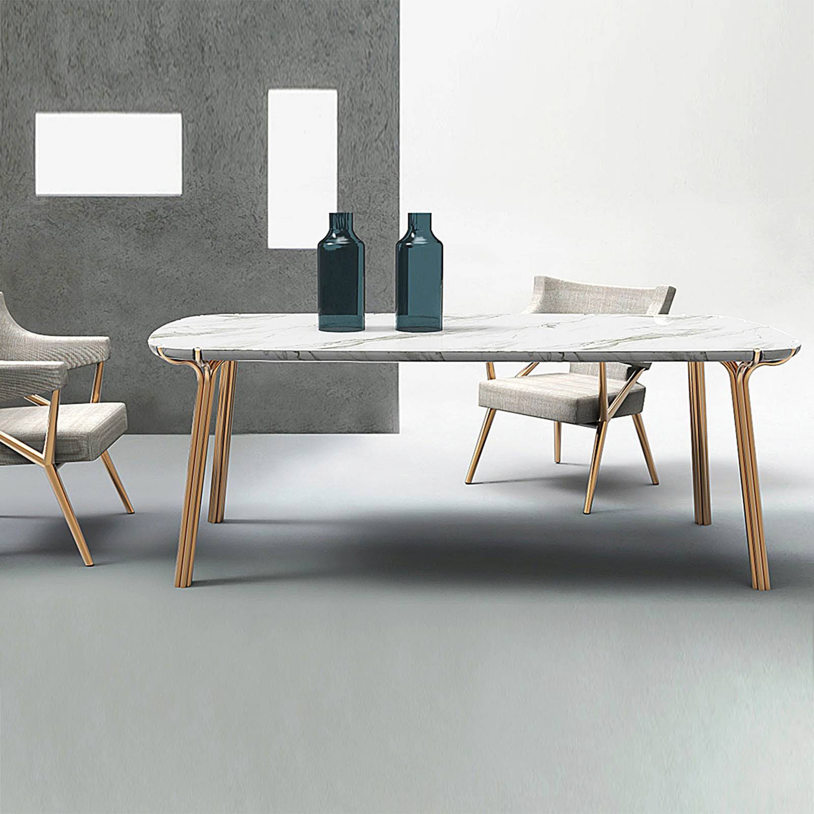 Paradise Natural Marble Dining Table Dt2000 - Dining Tables - ebarza Furniture UAE | Shop Modern Furniture in Abu Dhabi & Dubai - مفروشات ايبازرا في الامارات | تسوق اثاث عصري وديكورات مميزة في دبي وابوظبي