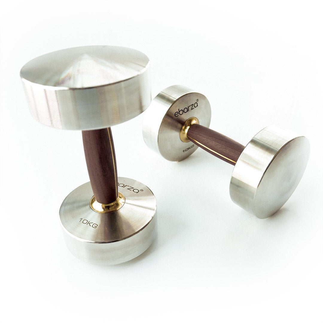 Ebarza Stainless steel And Walnut Wood Dumbbell-10kg PRO-GMYL01-10 - Home Decor Figurines - ebarza Furniture UAE | Shop Modern Furniture in Abu Dhabi & Dubai - مفروشات ايبازرا في الامارات | تسوق اثاث عصري وديكورات مميزة في دبي وابوظبي
