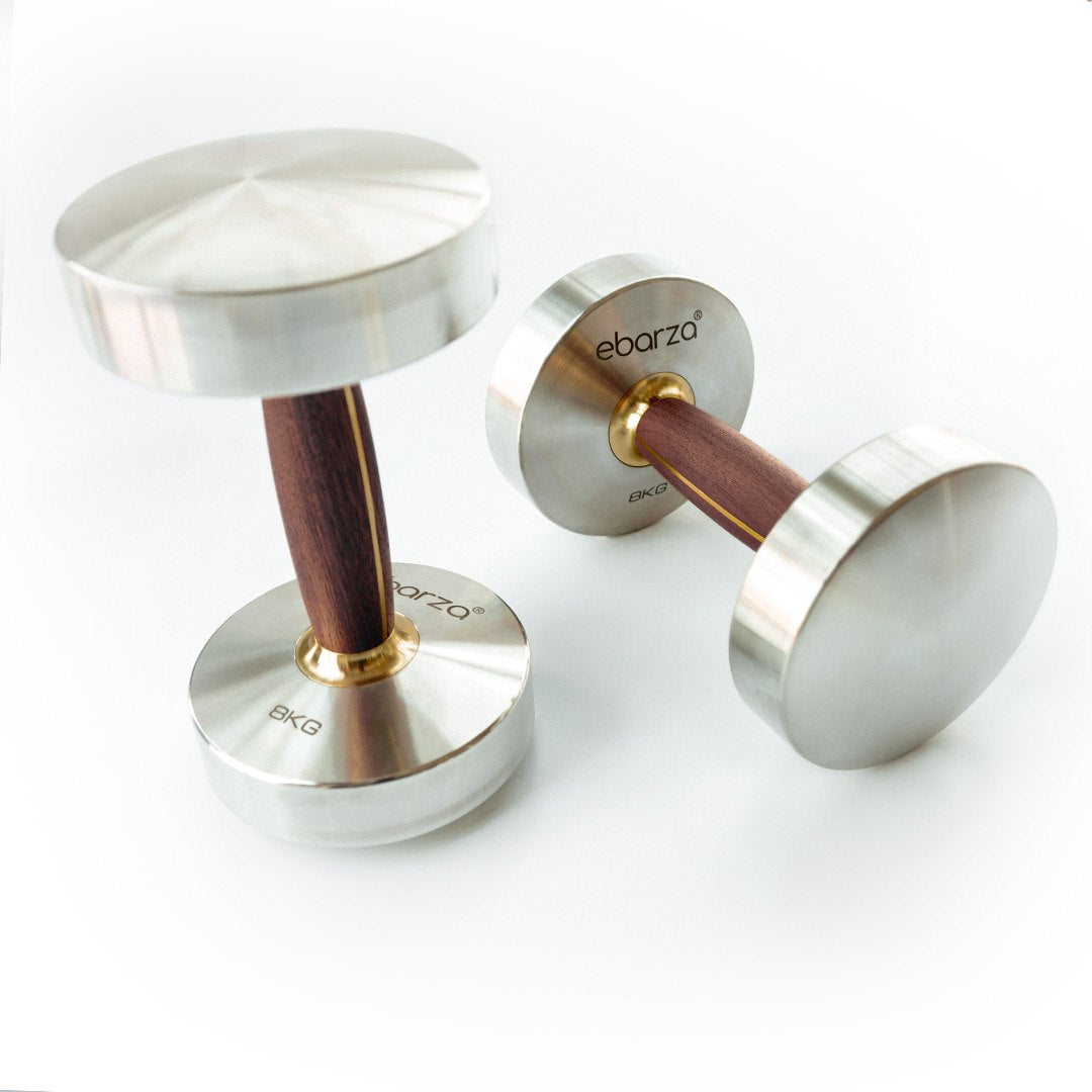 Ebarza Stainless Steel And Walnut Wood Dumbbell-8kg PRO-GMYL01-8 - Home Decor Figurines - ebarza Furniture UAE | Shop Modern Furniture in Abu Dhabi & Dubai - مفروشات ايبازرا في الامارات | تسوق اثاث عصري وديكورات مميزة في دبي وابوظبي